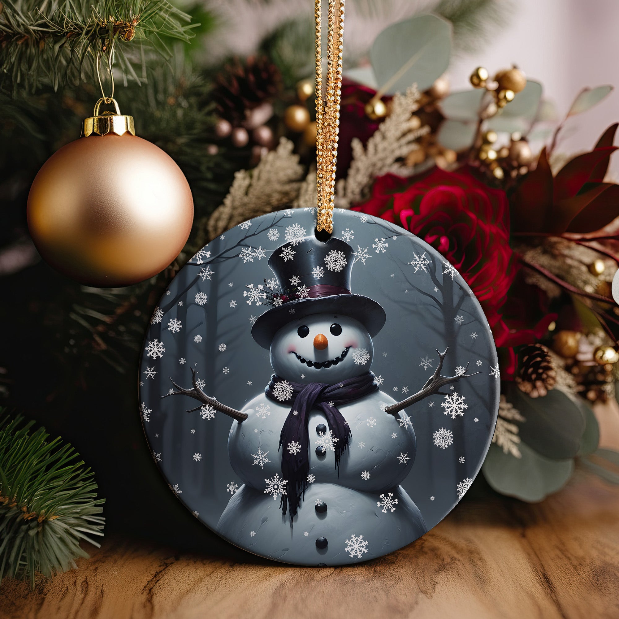 Personalized Snowman Ceramic Ornament – Handcrafted Winter Wonderland Decoration with Customizable Elements for Unique Holiday Gifts - Image 2