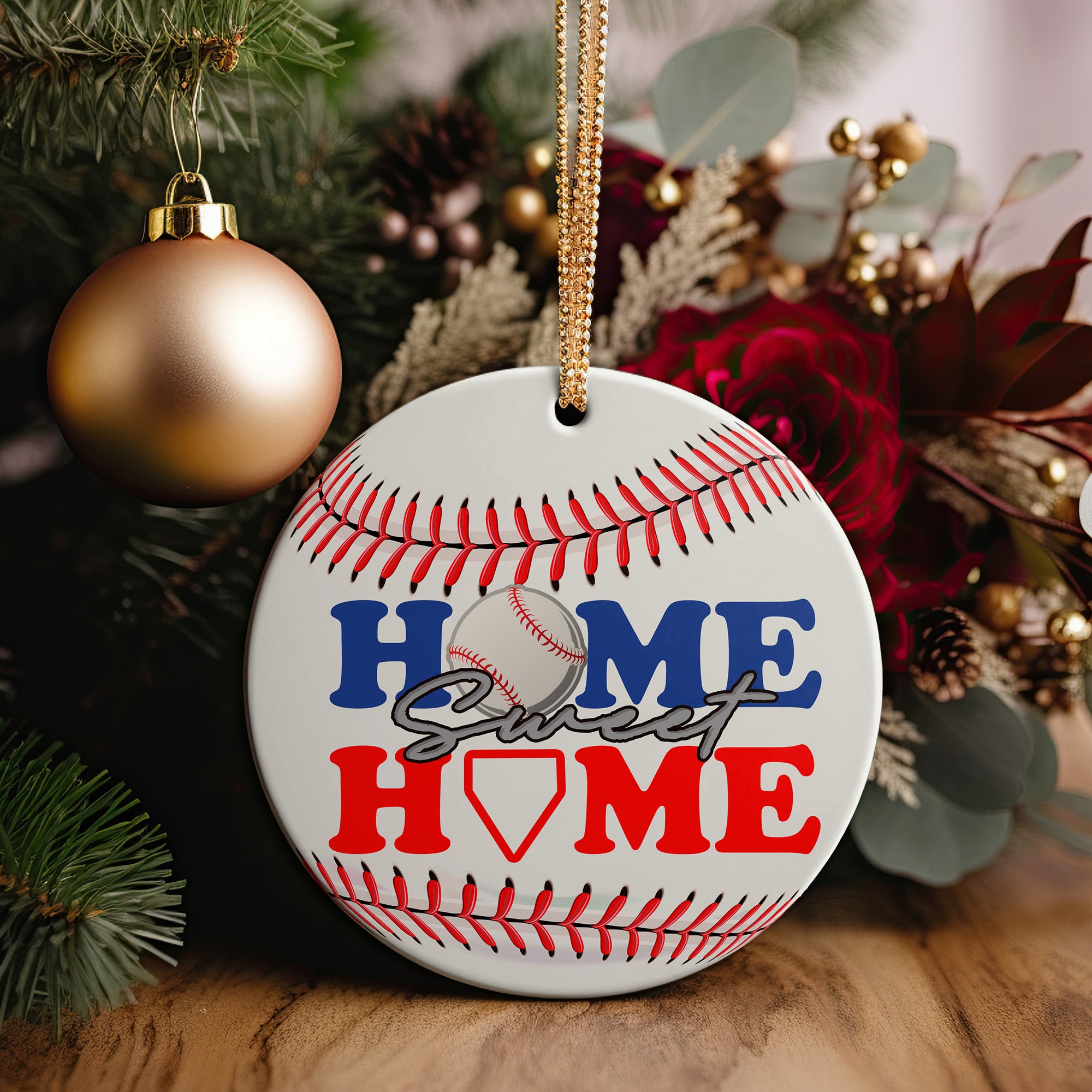 Personalized "Home Sweet Home" Baseball Ceramic Ornament – Perfect for Sports Enthusiasts and Gift Giving - Image 2