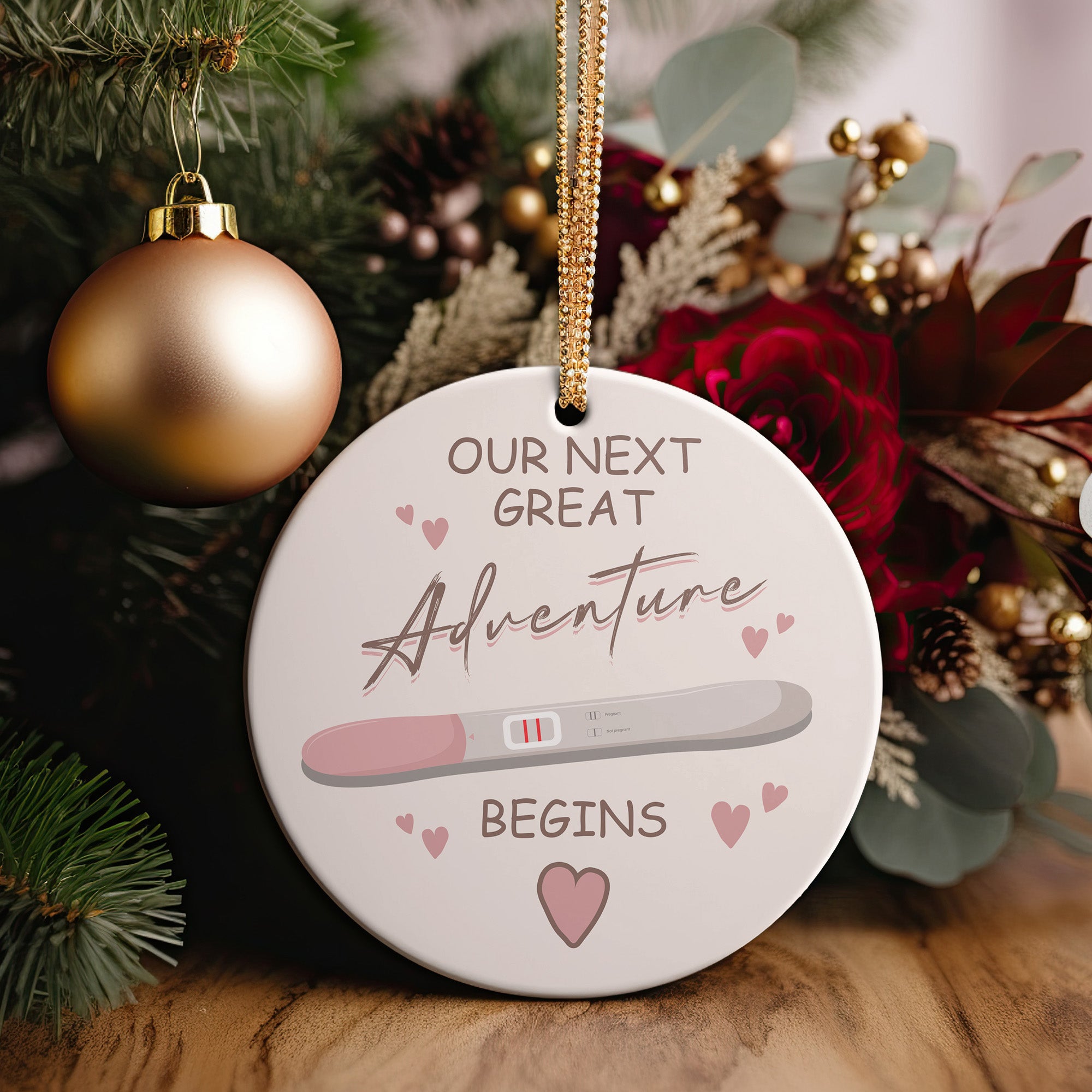 Personalized Pregnancy Announcement Ceramic Ornament - Handmade Keepsake with Heartfelt Design - Image 2