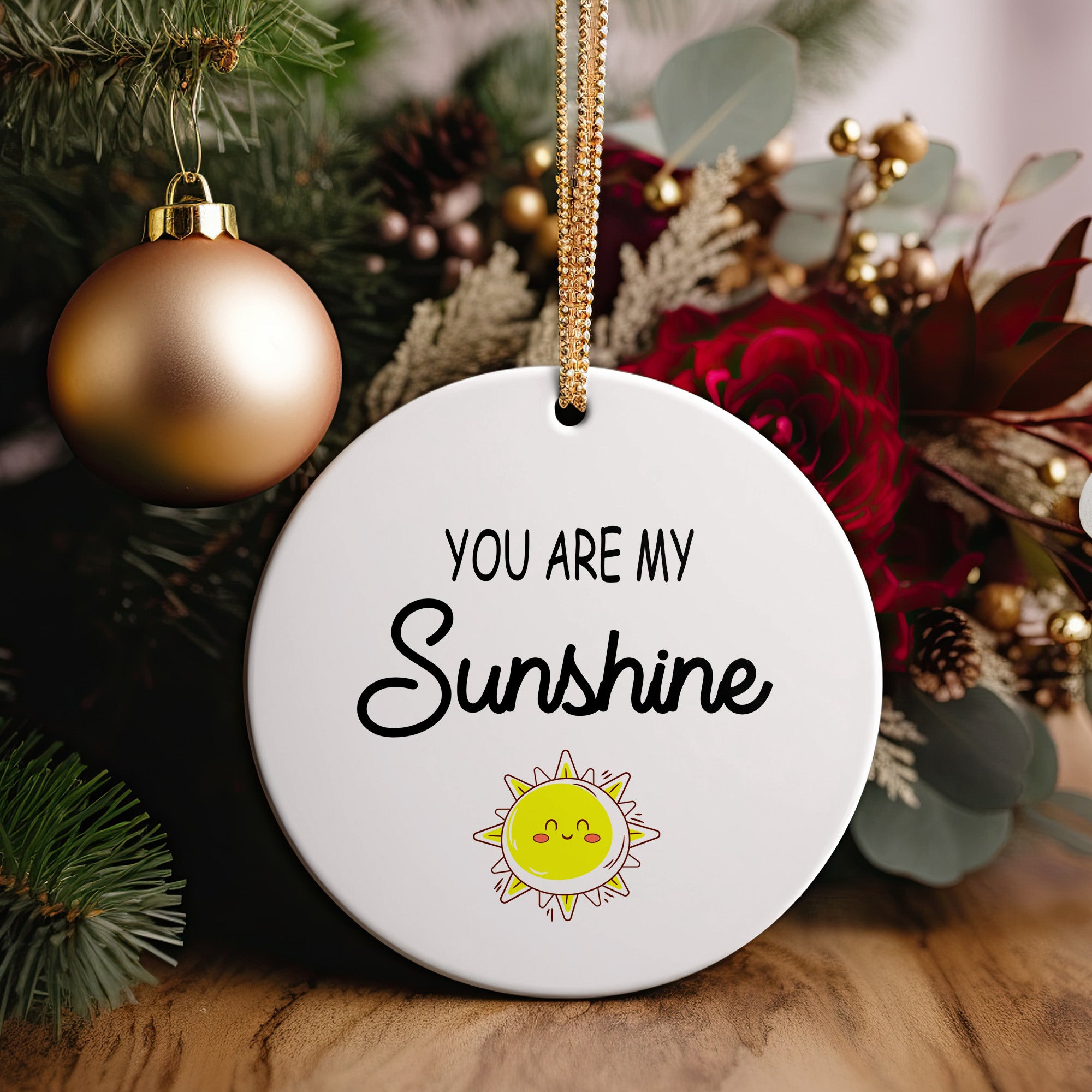 Personalized Ceramic Ornament - "You Are My Sunshine" with Adorable Sun Design, Perfect for Custom Gift Giving - Image 2