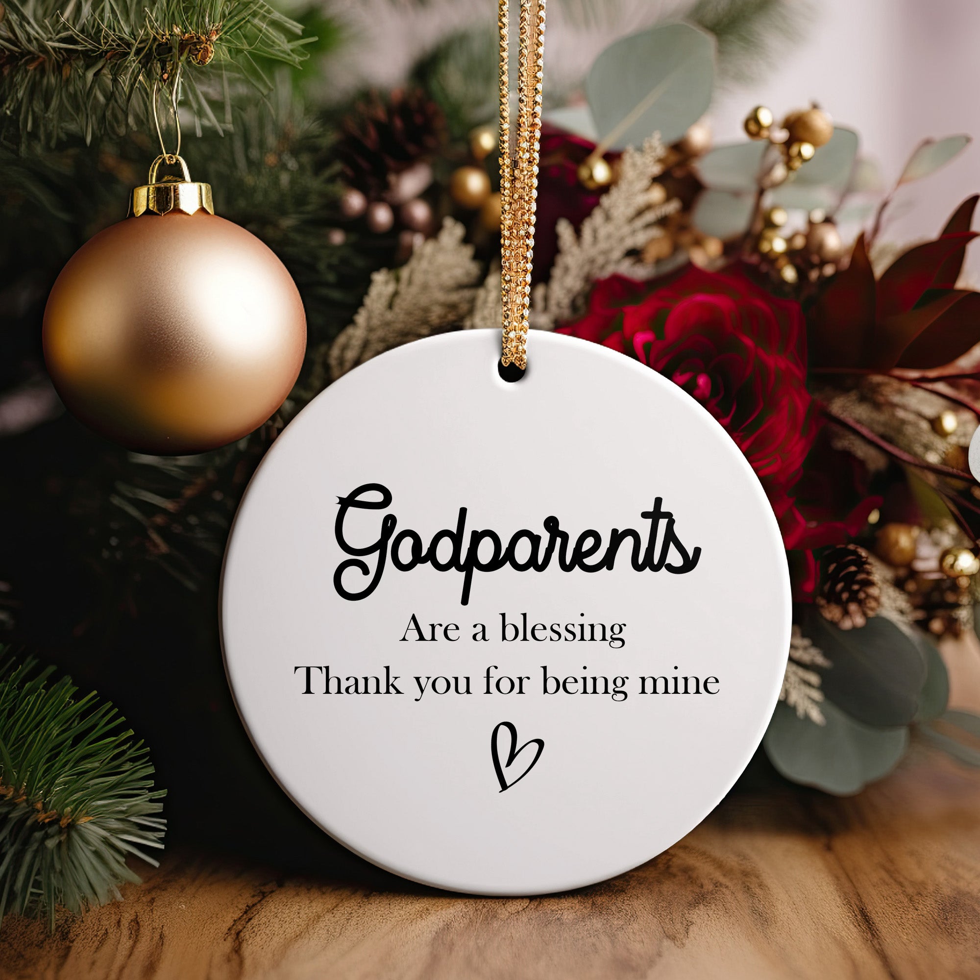 Personalized Godparents Ceramic Ornament – Handcrafted Keepsake Gift with Heartfelt Message - Image 2