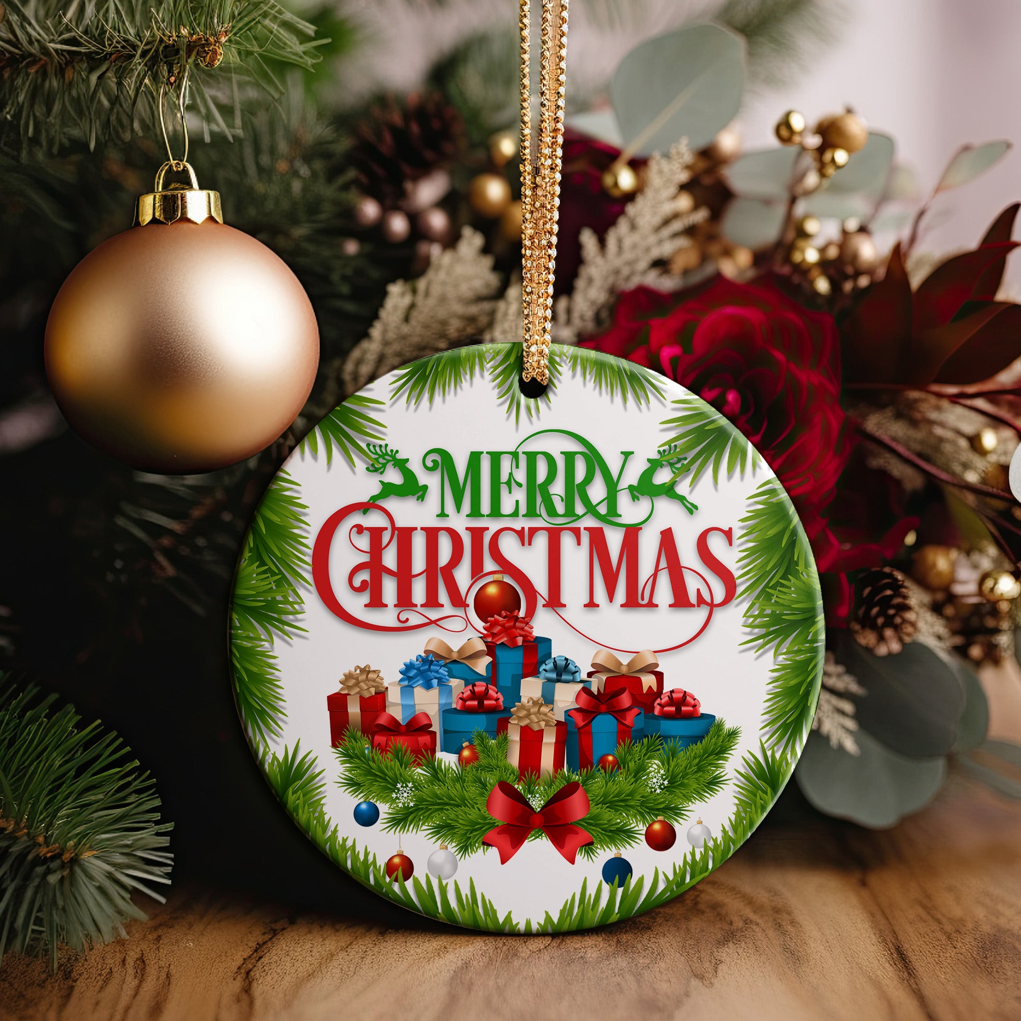 Personalized Merry Christmas Ceramic Ornament – Handcrafted Holiday Décor with Festive Design and Customization Options for Perfect Gift-Giving - Image 2
