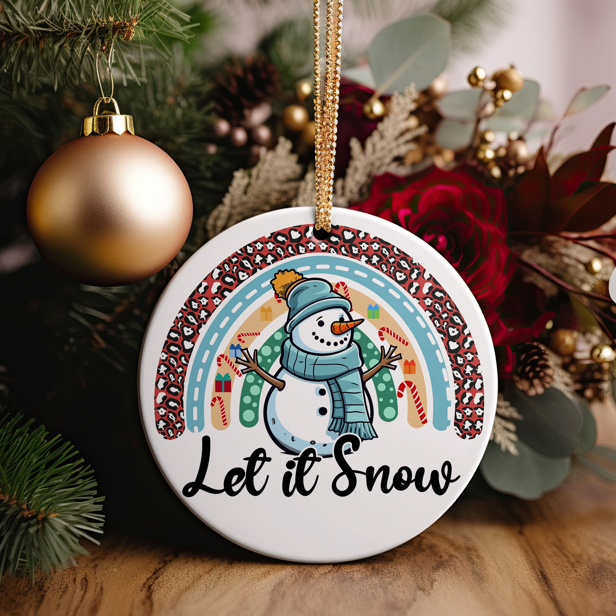 Personalized "Let it Snow" Ceramic Ornament - Handcrafted Snowman Keepsake for Christmas & Gifts - Image 2