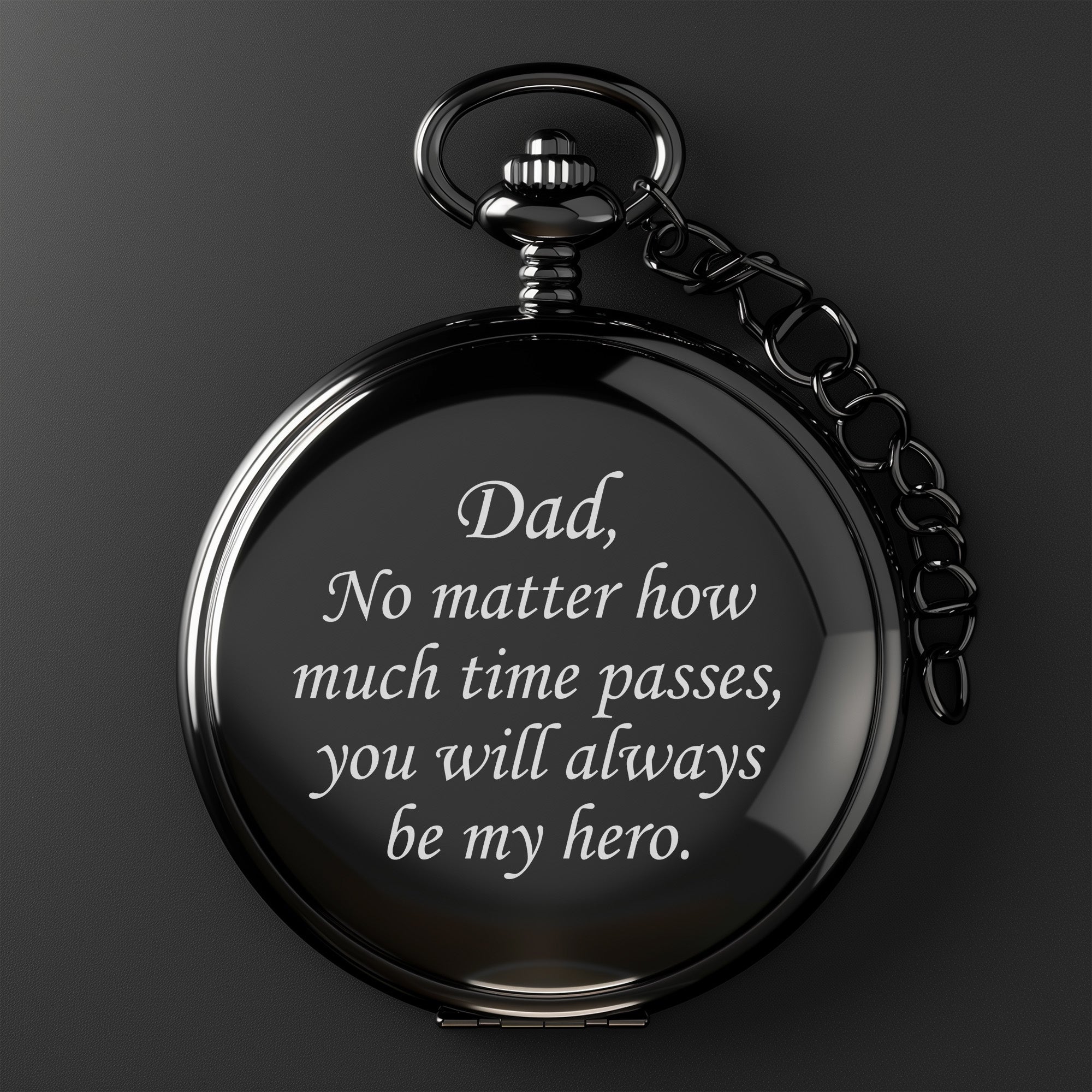 Personalized Engraved Pocket Watch for Dad - Timeless Hero Tribute with Custom Message - Image 2