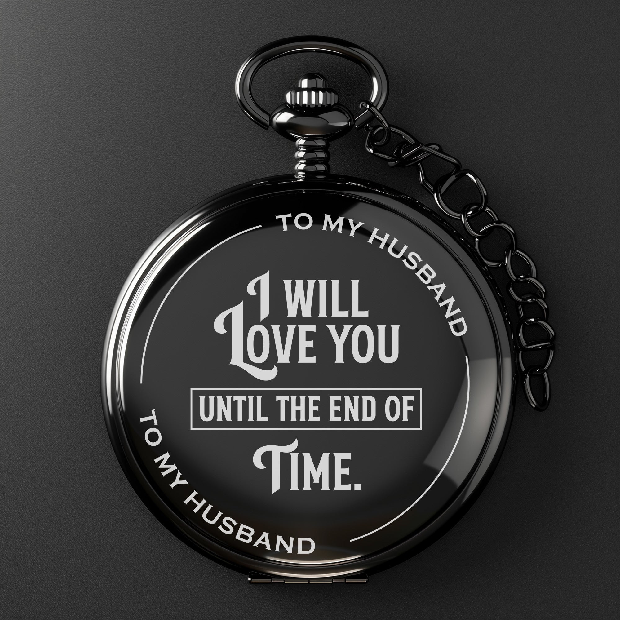 Personalized Engraved Pocket Watch for Husband - Timeless Gift of Love with Custom Message - Image 2