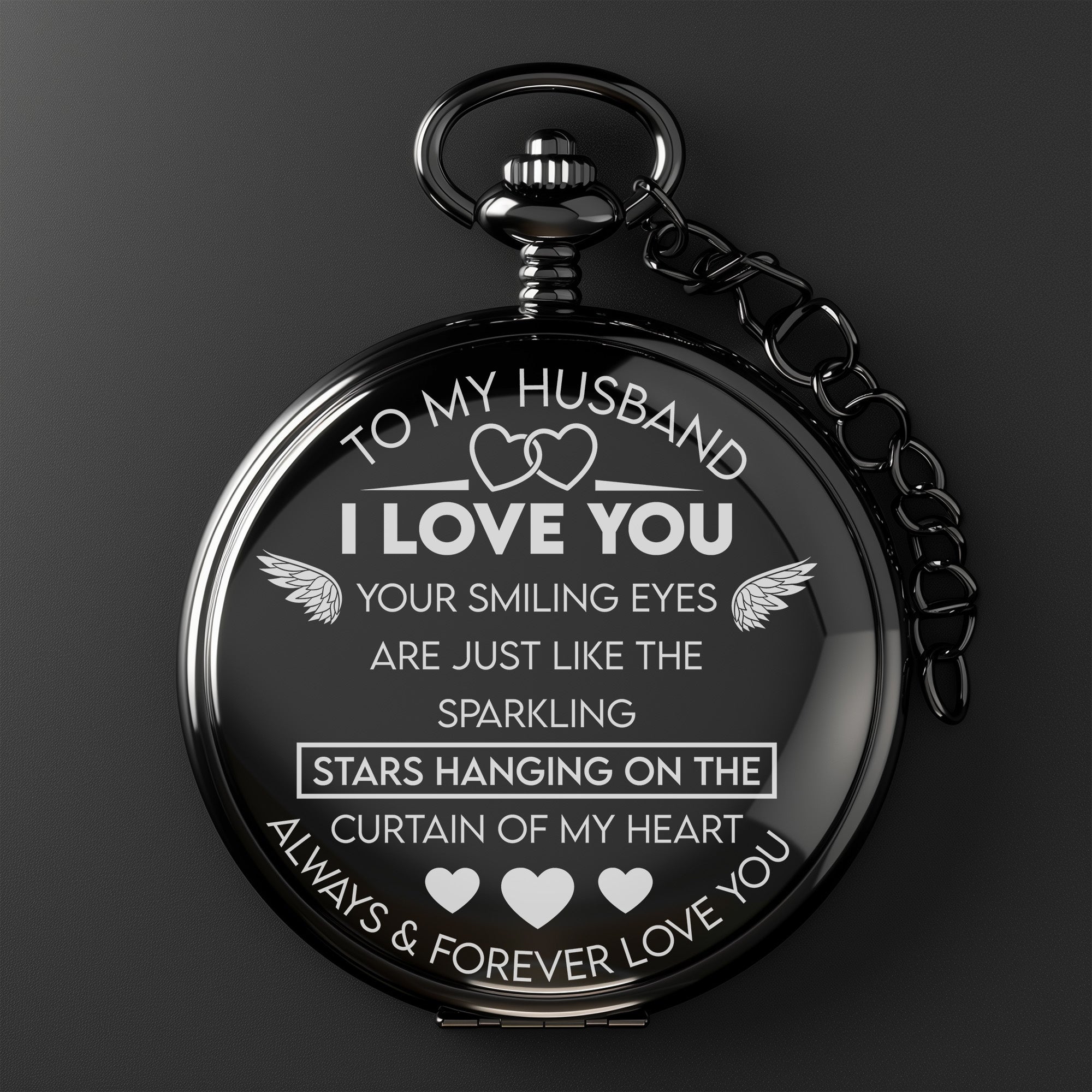 Elegant Personalized Pocket Watch for Husband - Handcrafted Love Message Engraving, Perfect for Anniversaries & Special Occasions - Image 2