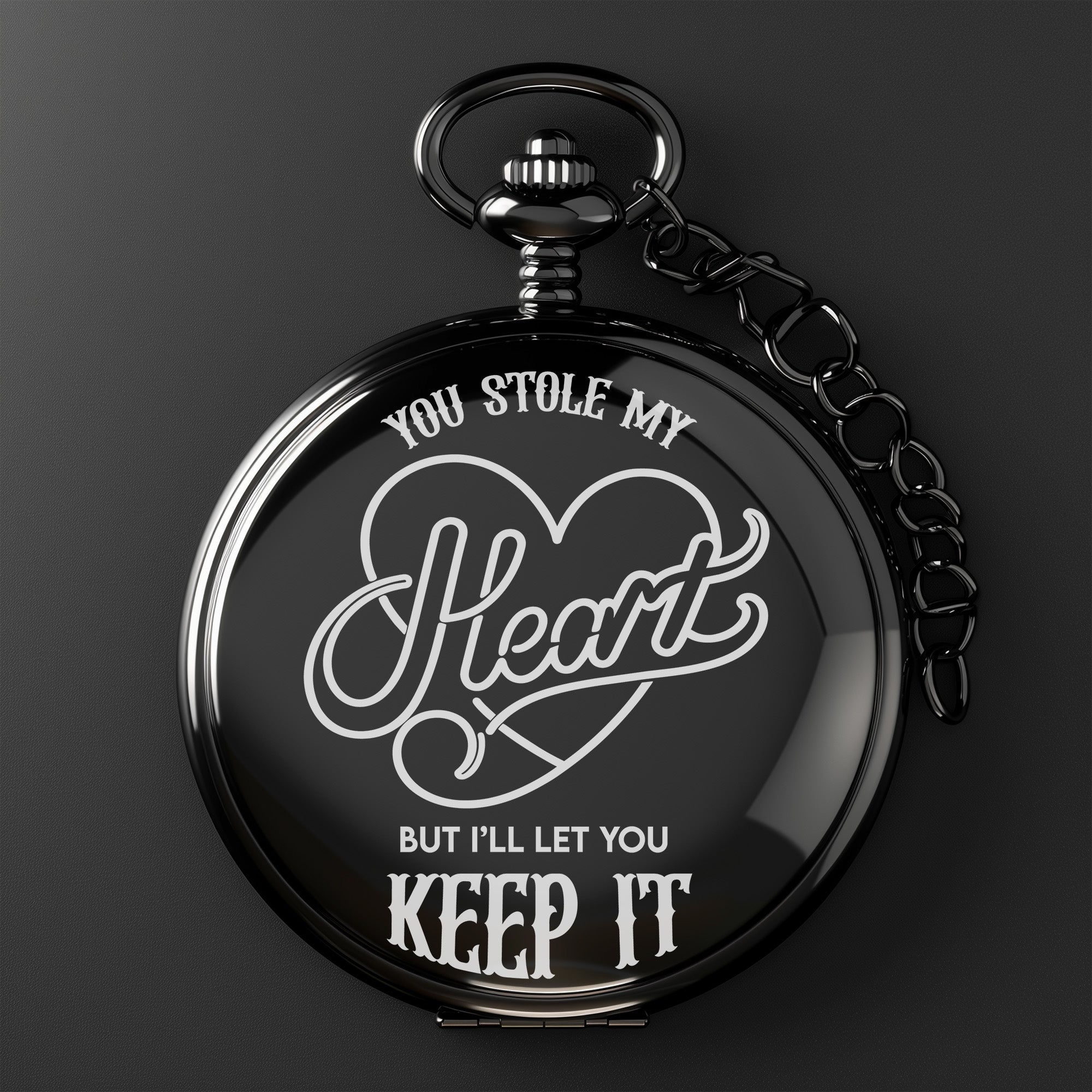 Personalized Engraved Pocket Watch - "You Stole My Heart" Romantic Keepsake Gift for Loved Ones - Image 2