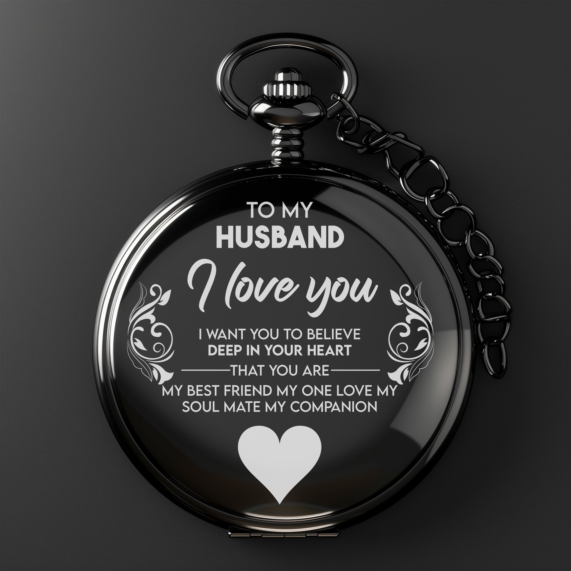Personalized Engraved Pocket Watch for Husband - Elegant Timepiece with Heartfelt Message, Perfect Romantic Gift for Anniversaries and Special Occasions - Image 2