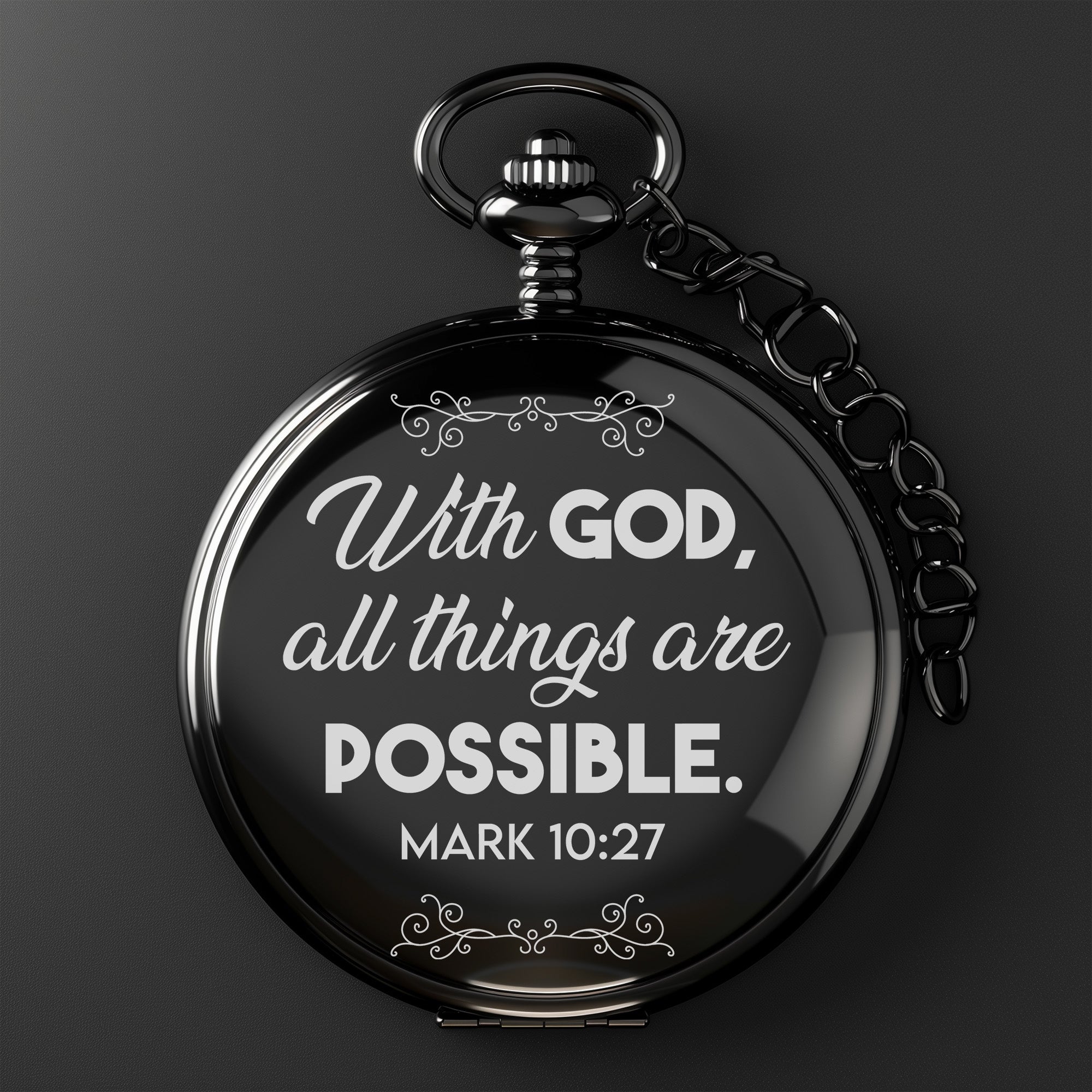Elegant Personalized Pocket Watch - "With God, All Things Are Possible" - Inspirational Gift for Special Occasions - Image 2