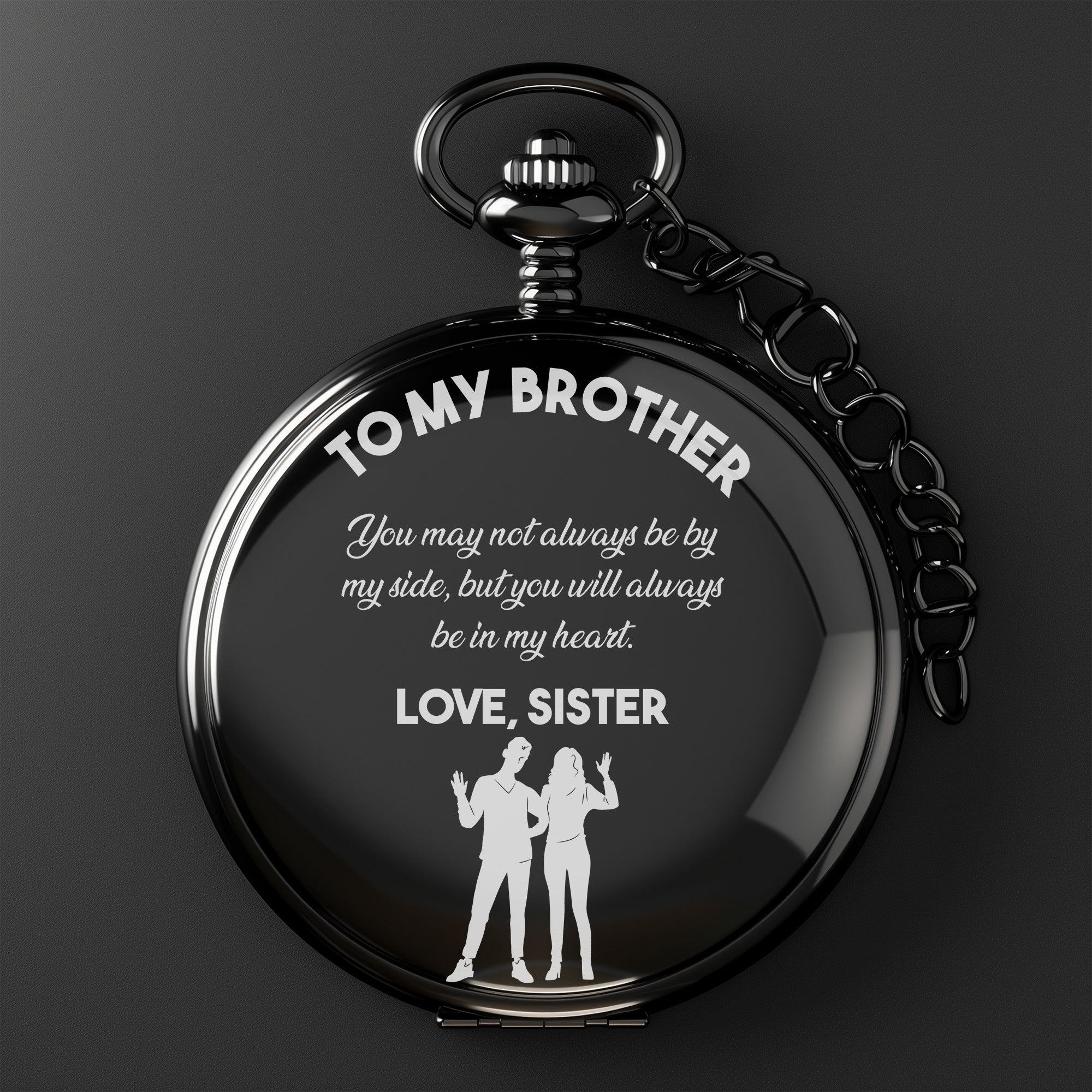 Personalized Engraved Pocket Watch for Brother – Timeless Keepsake Gift from Sister - Image 2
