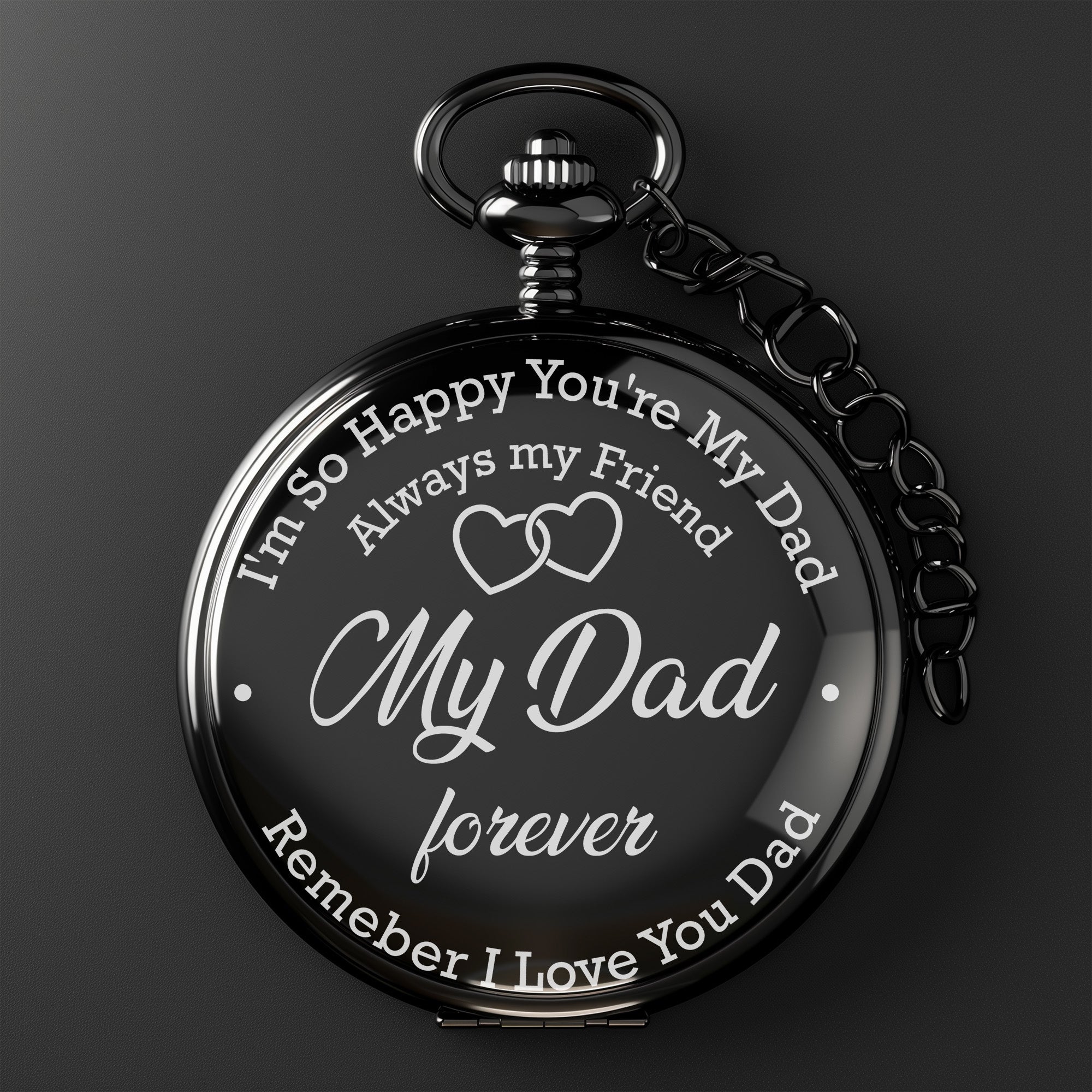 Personalized "My Dad Forever" Engraved Pocket Watch – Timeless Gift for Father's Day, Birthdays, and Special Occasions - Image 2