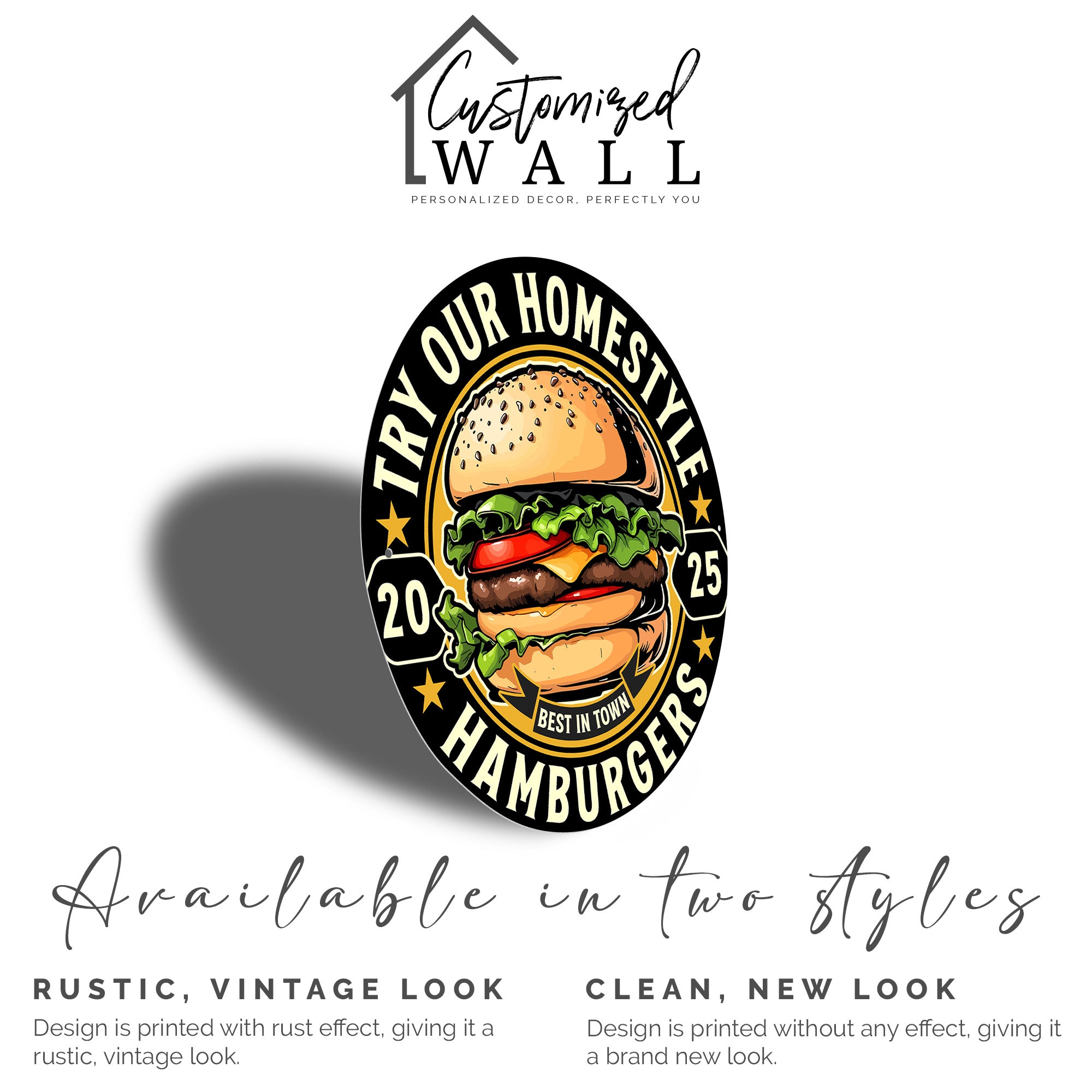 Personalized Vintage-Style Metal Sign – Customizable Homestyle Burger Design for Kitchen Decor and Gift Giving - Image 2