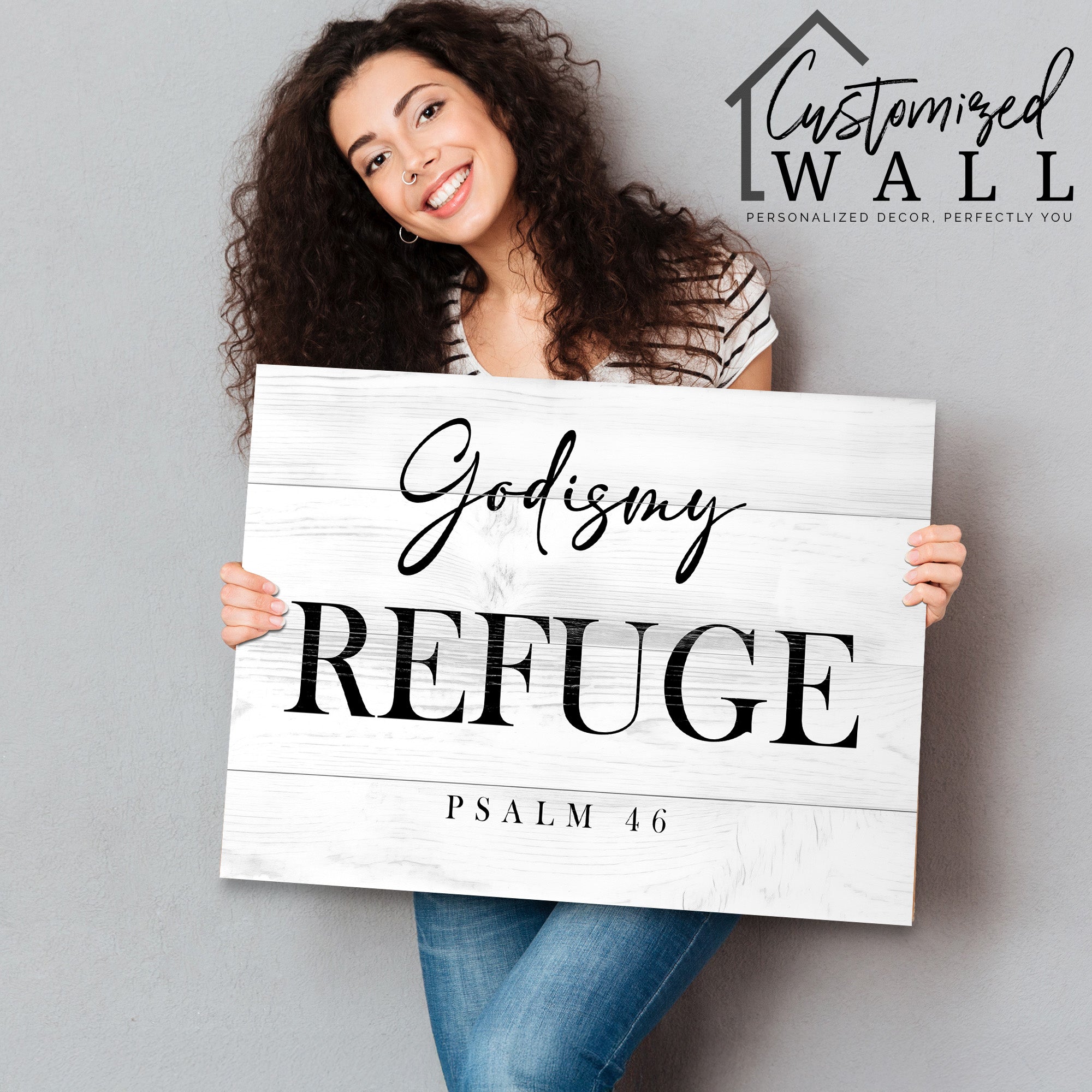 Personalized "God is My Refuge" Wrapped Canvas - Handcrafted Wall Art with Psalm 46, Perfect Inspirational Gift - Image 2