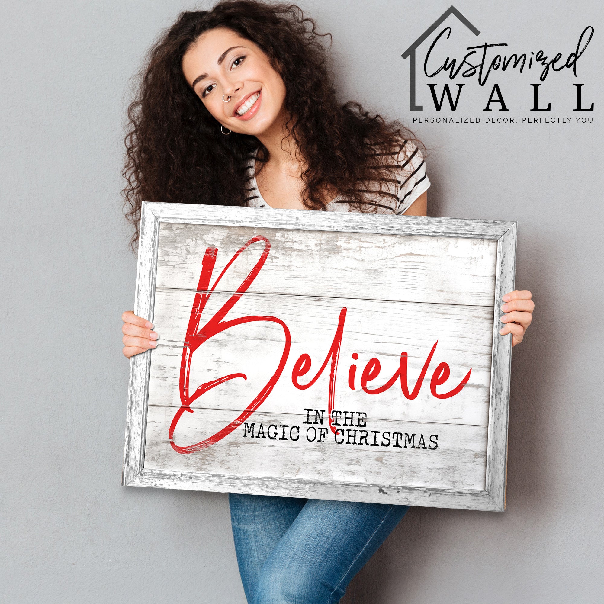 Personalized "Believe in the Magic of Christmas" Rustic Canvas Wall Art – Custom Holiday Decor for Seasonal Charm - Image 2