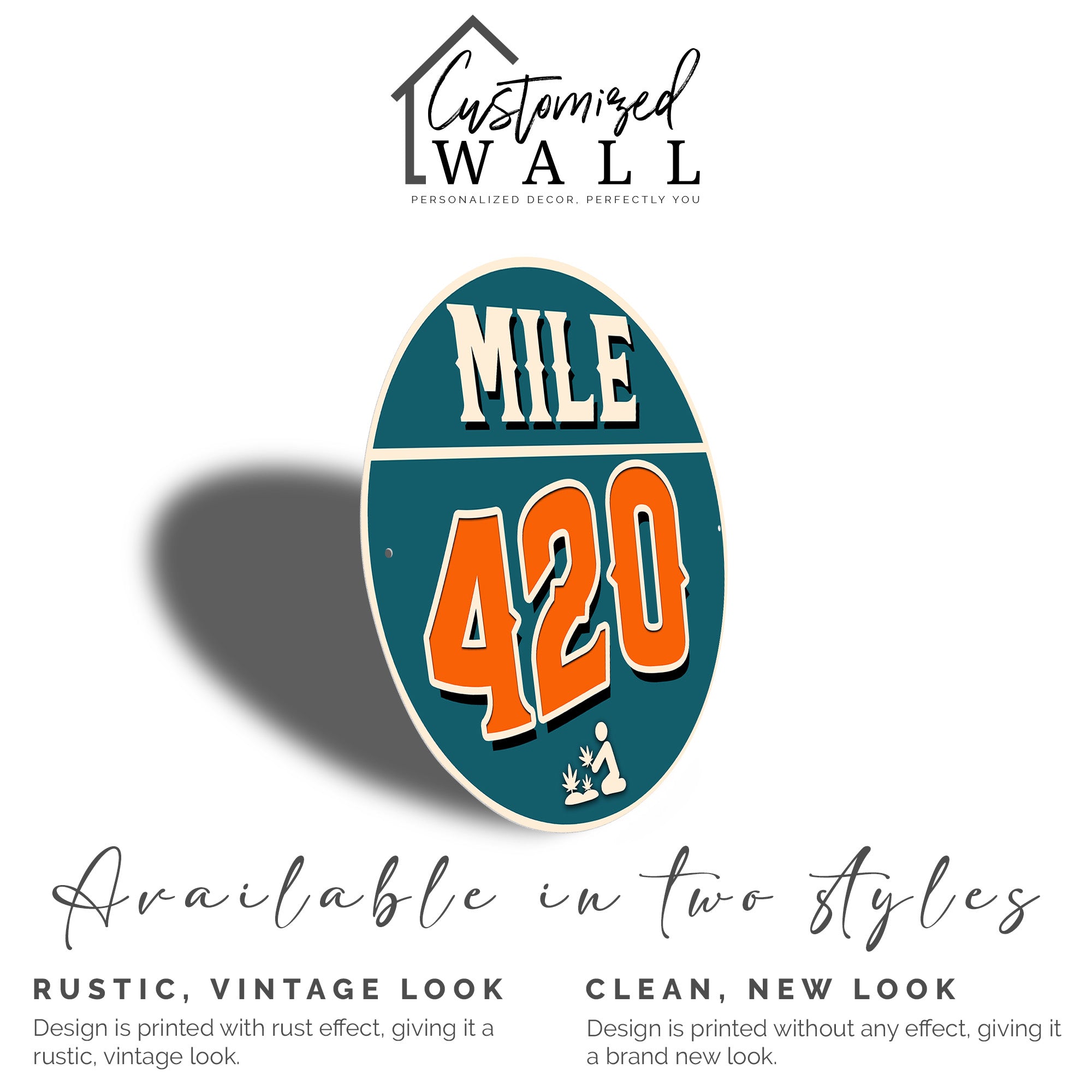 Customizable Mile 420 Round Metal Sign - Playful Decorative Art for Home or Gift, Perfect for Cannabis Enthusiasts - Image 2