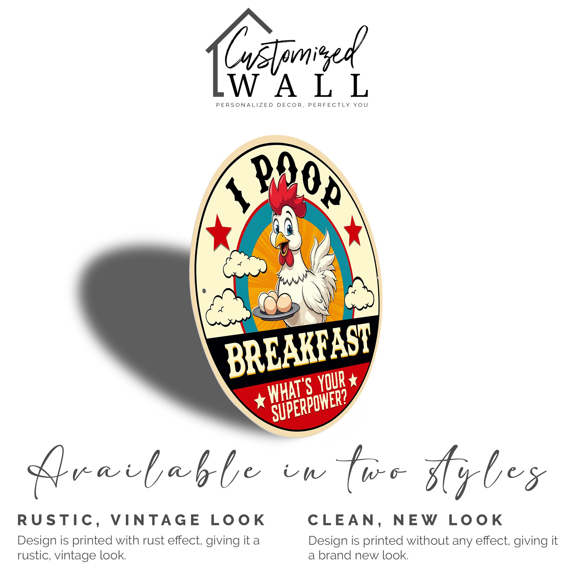 Personalized "I Poop Breakfast" Retro Metal Sign – Perfect Handmade Gift for Chicken Lovers and Farmhouse Decor - Image 2