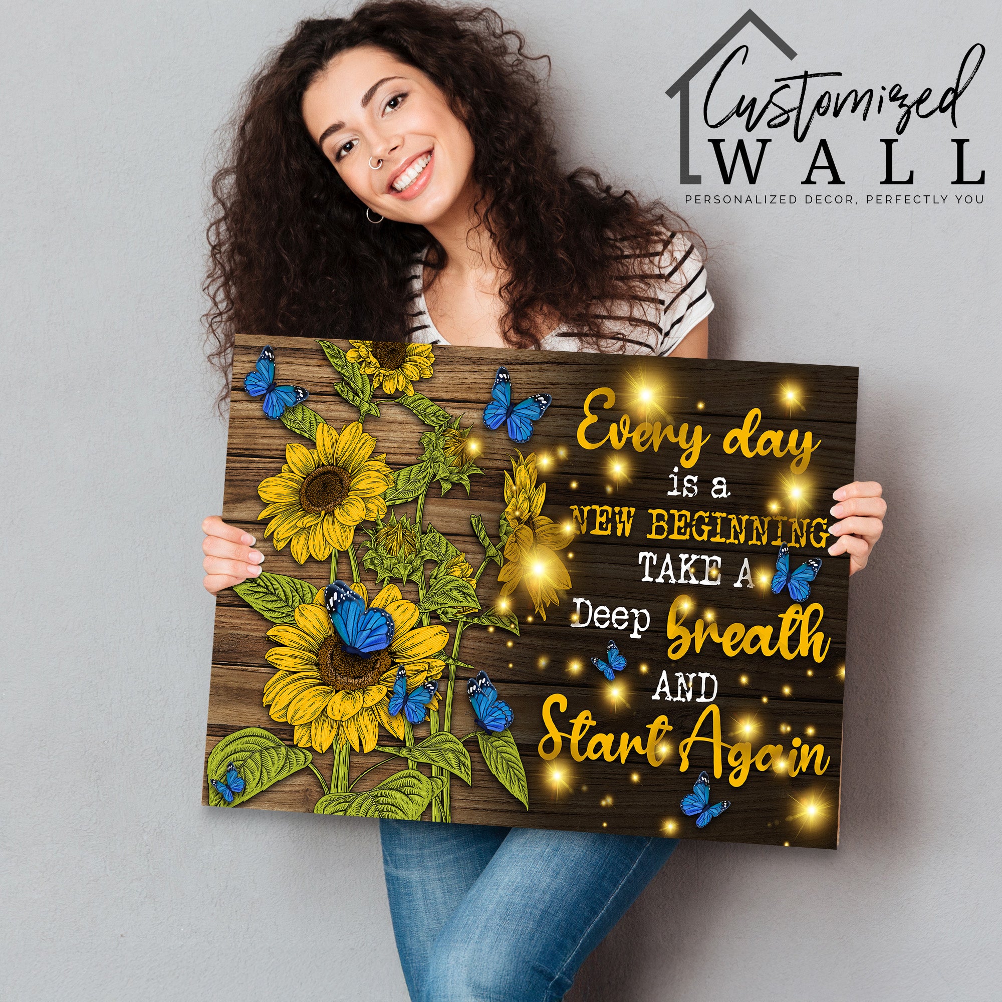 Personalized Inspirational Sunflower and Butterfly Wrapped Canvas - Custom Home Decor for Uplifting Gifts - Image 2