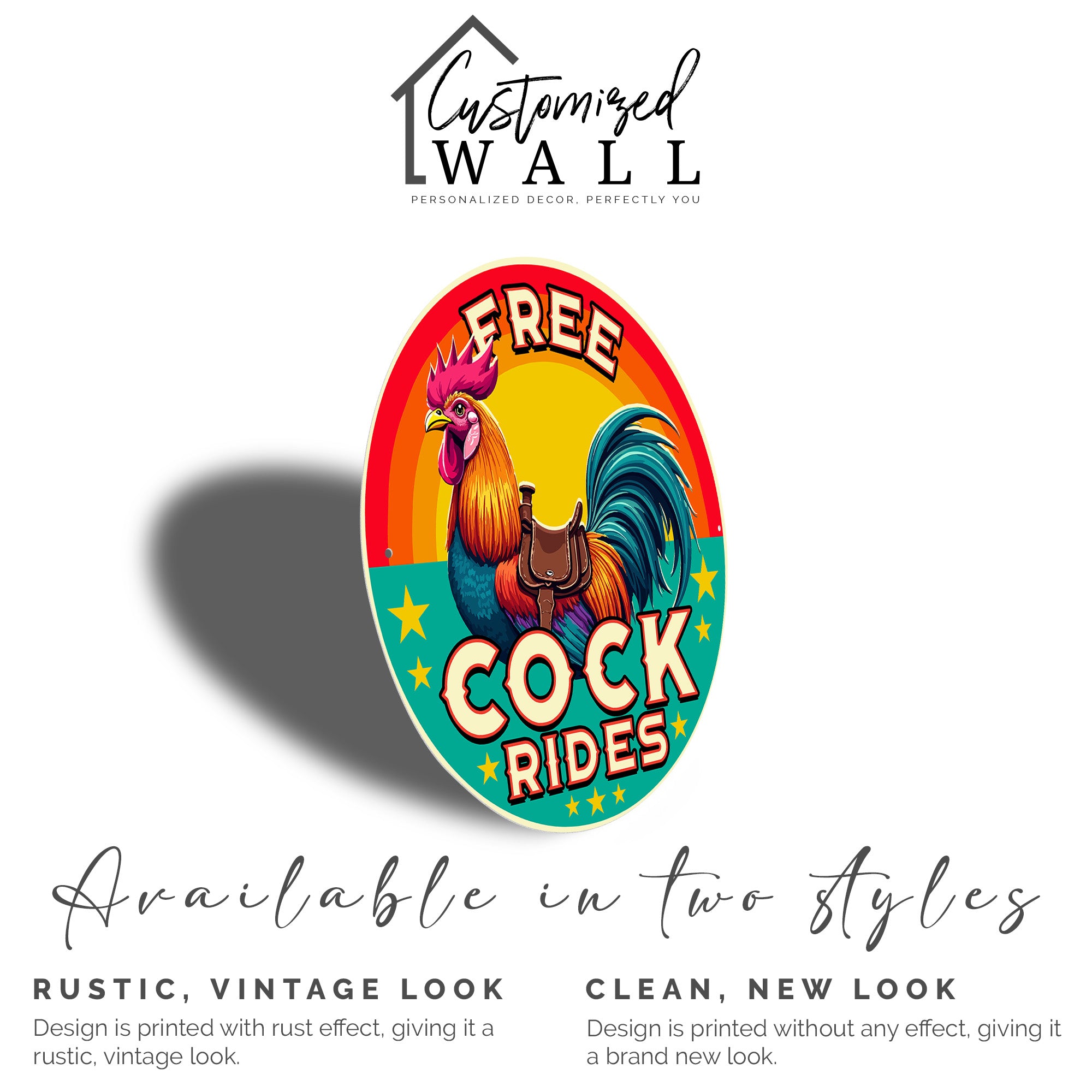 Personalized Retro Rooster Metal Sign - Vibrant Wall Décor for Farmhouse Charm and Unique Gifts - Image 2
