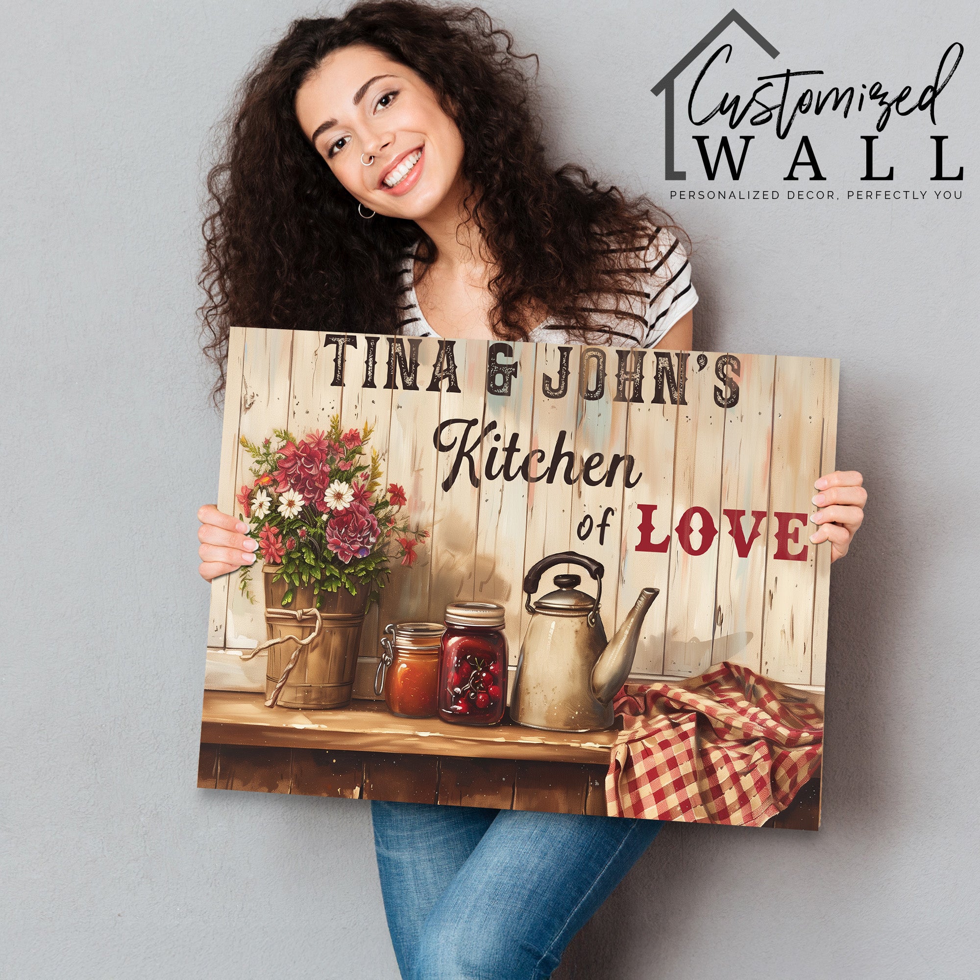 Personalized Rustic Kitchen Canvas Wall Art - Customize Your "Kitchen of Love" with Premium Materials and Heartfelt Design - Image 2