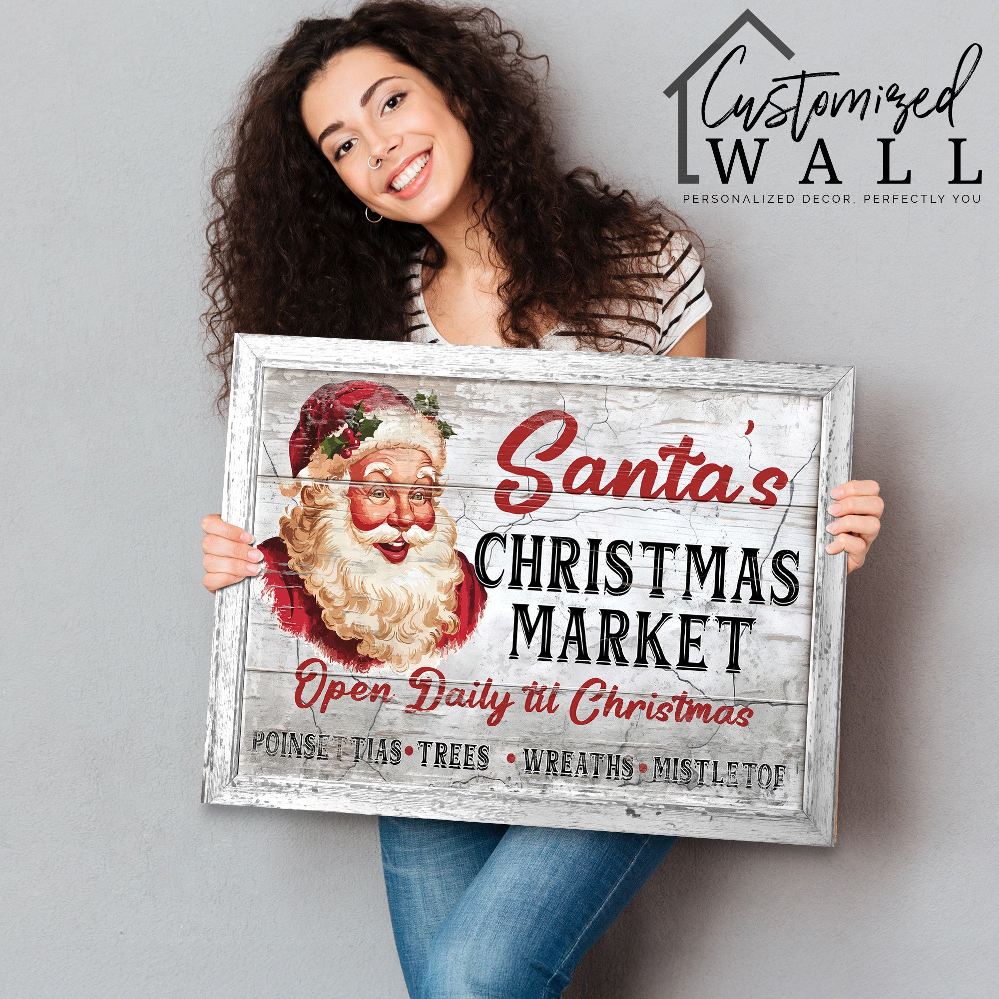 Personalized Santa's Christmas Market Canvas - Custom Handmade Vintage Holiday Decor for a Cozy Seasonal Touch - Image 2