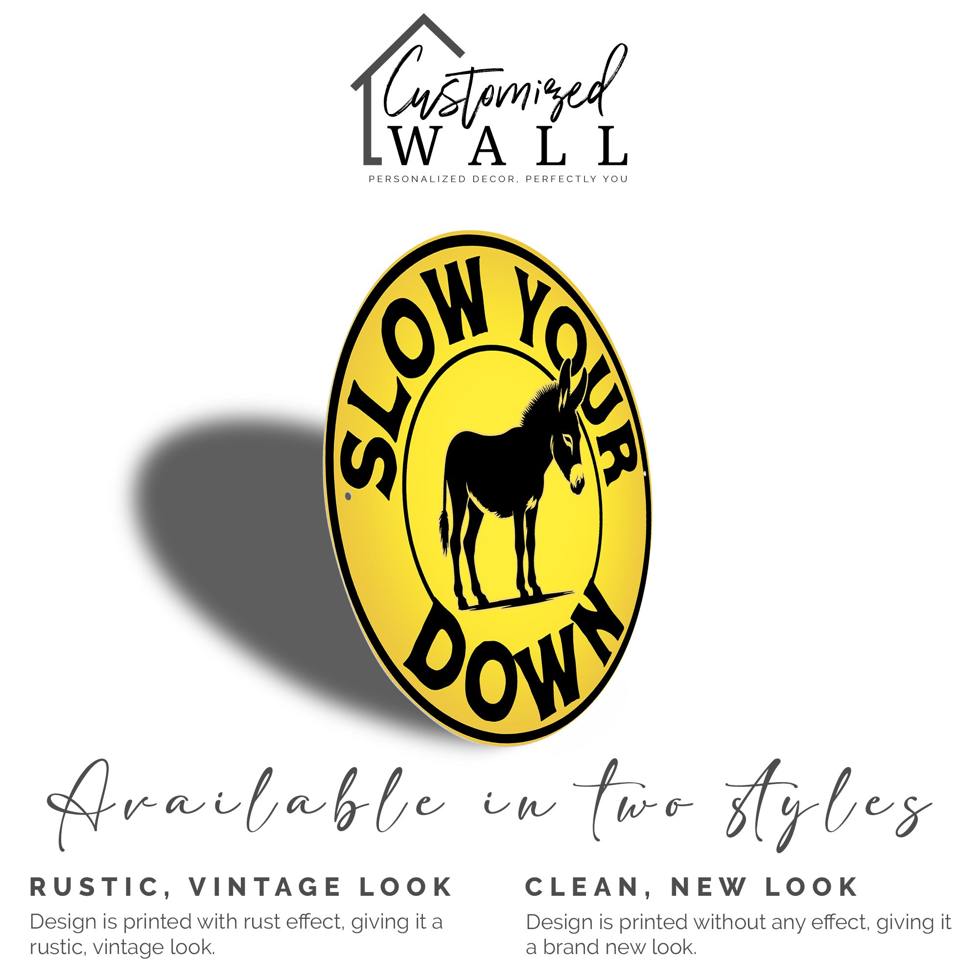 Personalized Yellow Donkey-Themed Metal Sign with Custom Text – Rustic Wall Art for Home and Farmhouse Décor - Image 2