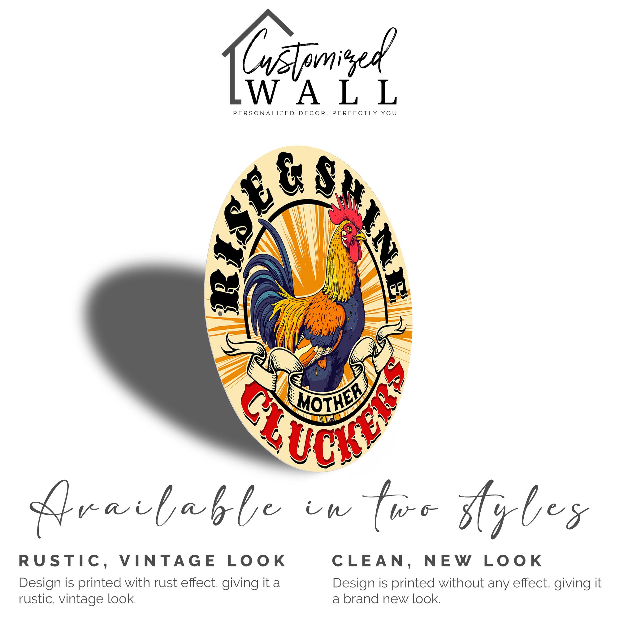 Personalized Rustic "Rise & Shine Mother Cluckers" Metal Sign – Vibrant Rooster Decor for Kitchens & Gift-Giving - Image 2