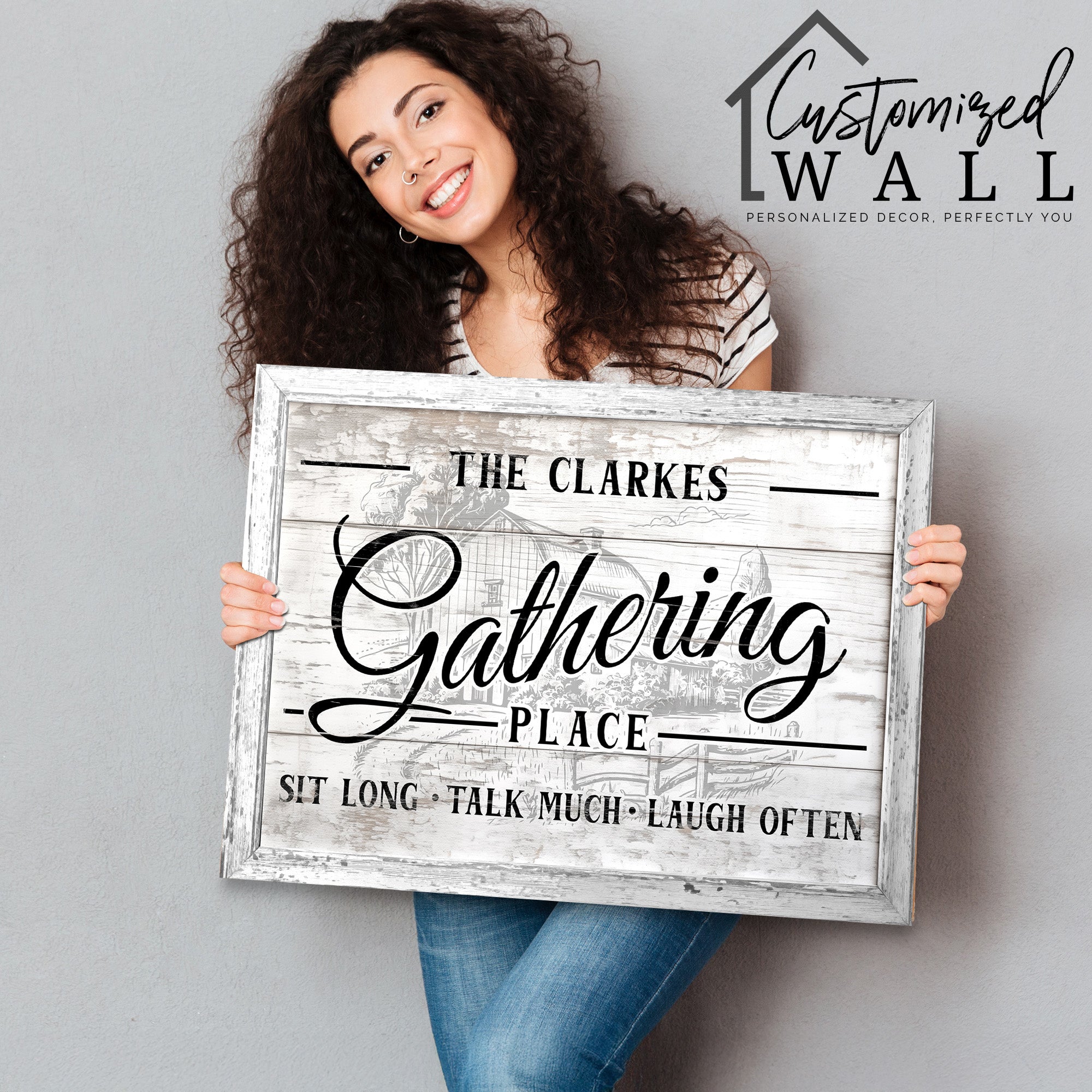 Personalized Family Gathering Place Canvas Sign – Rustic Farmhouse Decor for Heartfelt Gift Giving - Image 2