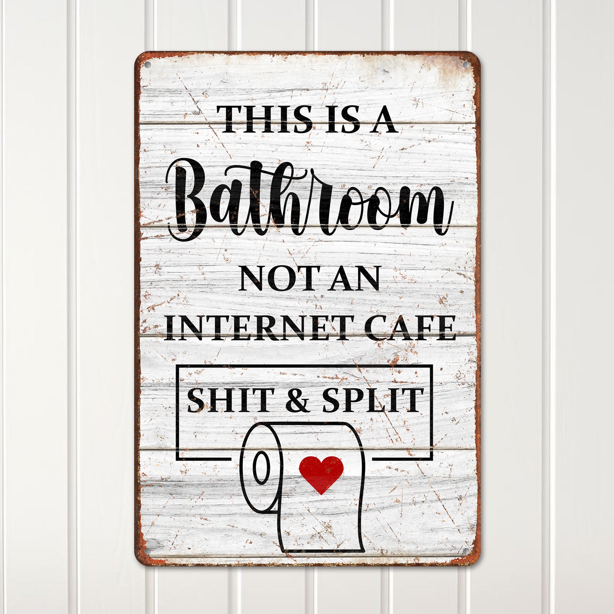 Rustic Bathroom Sign with Funny Quote | Personalized Metal Plaque for Bathroom Décor | Handmade Gift for Friends & Family - Image 1