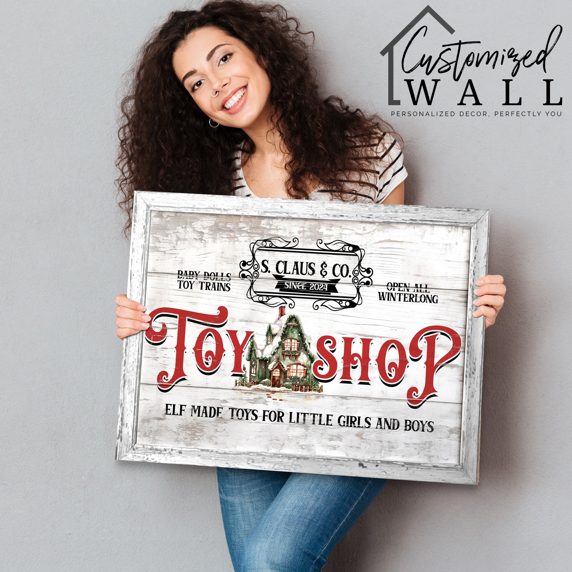 Personalized Vintage Christmas Toy Shop Canvas Art - Handmade Rustic Holiday Decor for Home or Gift - Image 2