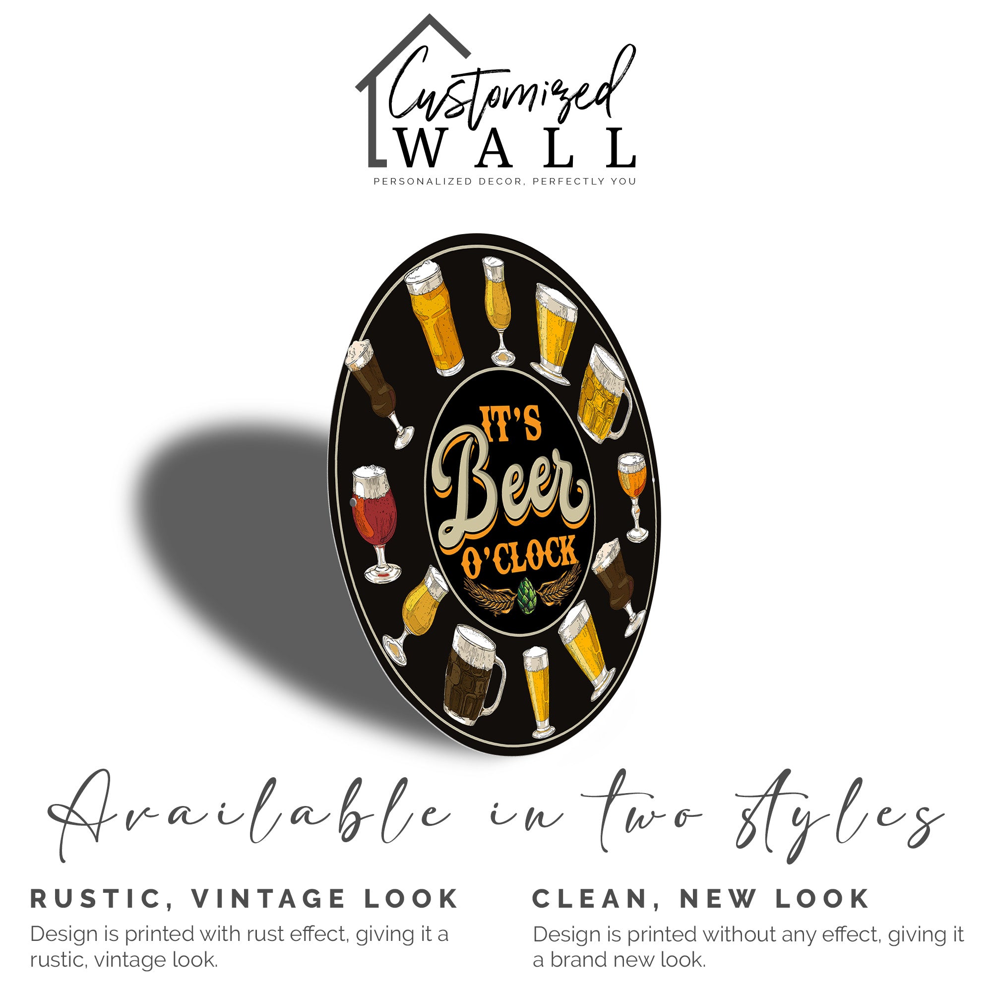 Personalized Beer O'Clock Round Metal Sign – Customizable Wall Art for Beer Lovers, Made with Premium Quality Craftsmanship - Image 2