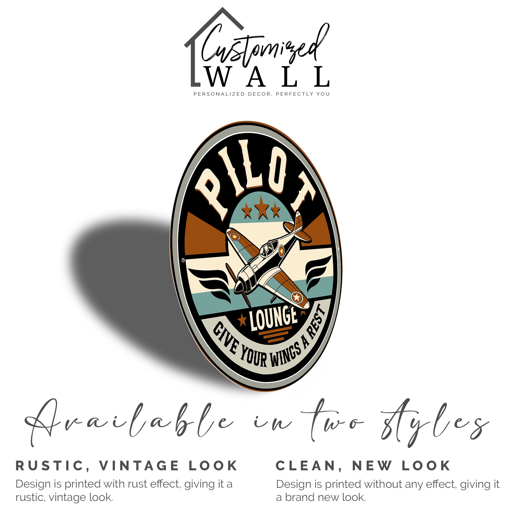 Personalized Pilot Lounge Metal Sign – Vintage Aircraft Design, Perfect Custom Gift for Aviation Enthusiasts - Image 2