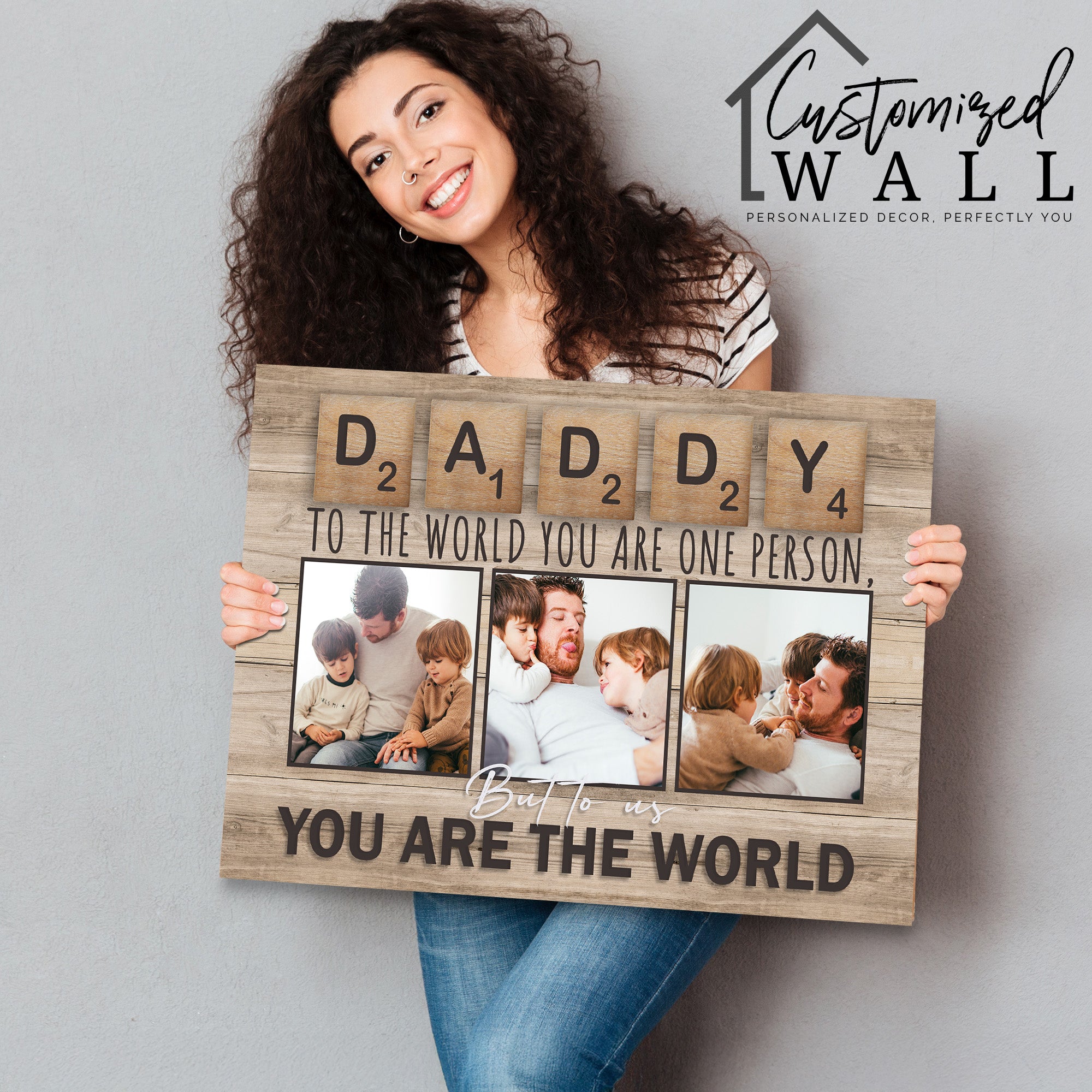 Personalized Daddy Canvas Art with Photos and Heartfelt Message - Custom Gift for Father's Day, Birthday, or New Dad - Image 2