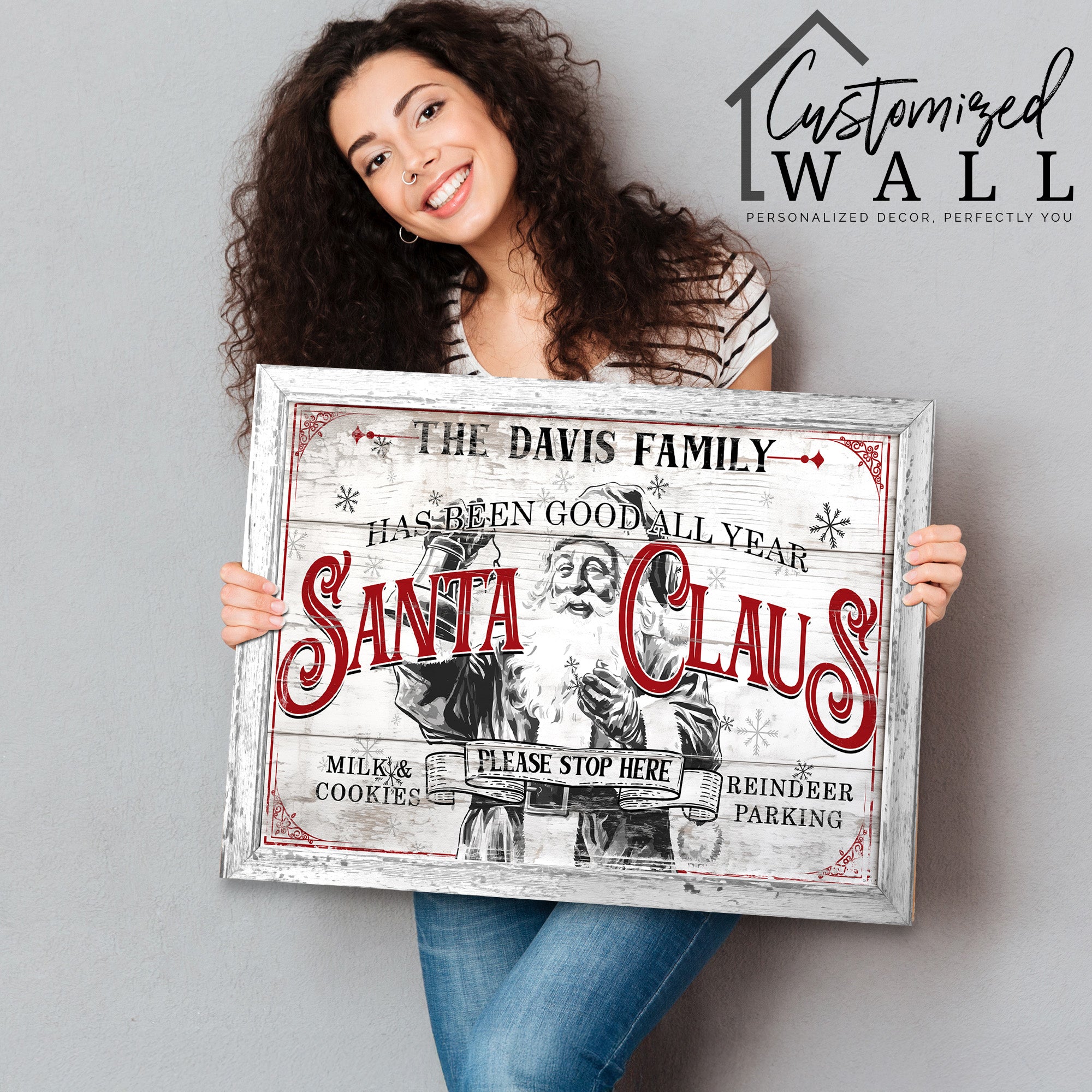 Personalized Rustic Santa Claus Family Christmas Sign – Custom Wrapped Canvas for Holiday Cheer and Gift-Giving - Image 2