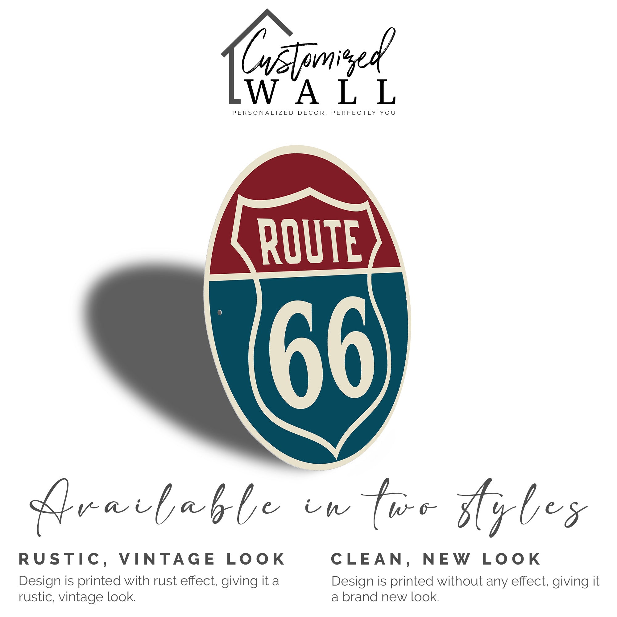 Personalized Round Route 66 Metal Sign - Customizable Wall Decor for Vintage Enthusiasts & Thoughtful Gifts - Image 2