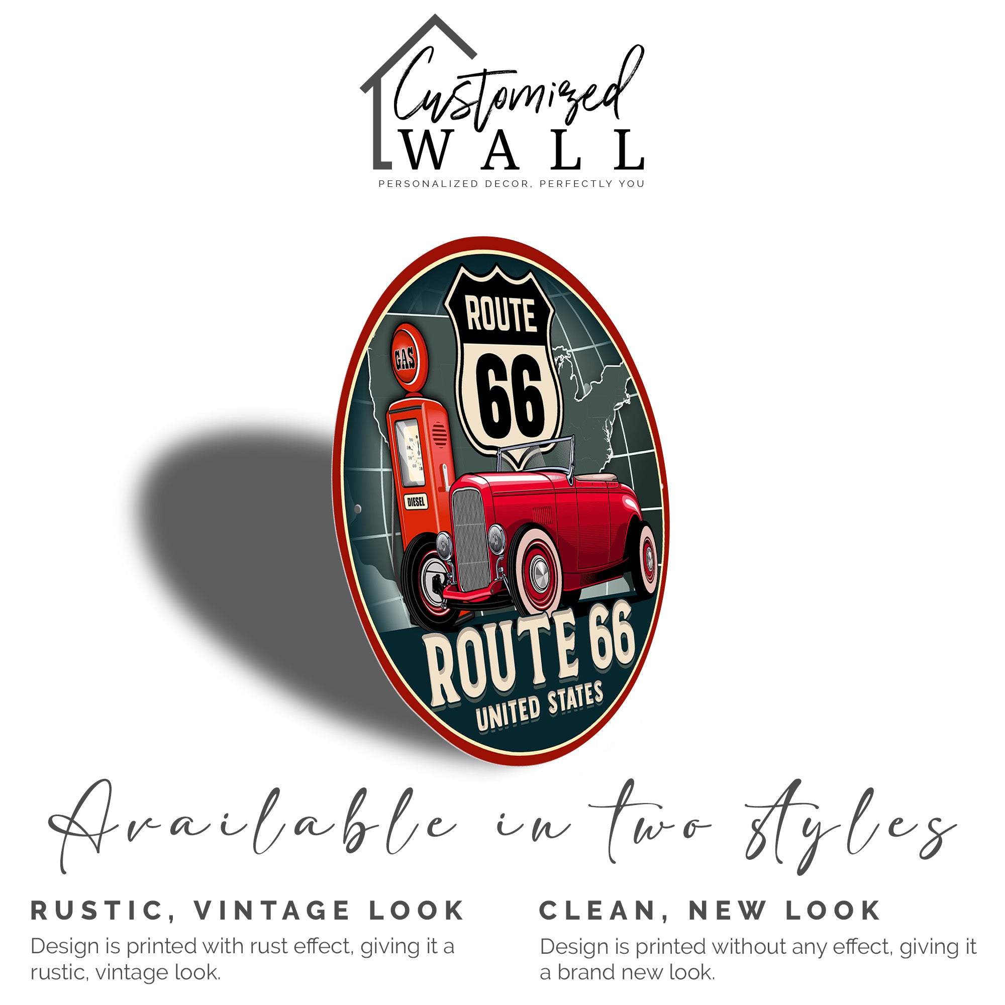 Personalized Route 66 Vintage Metal Sign - Customizable Road Trip Memorabilia for Classic Car Lovers - Image 2