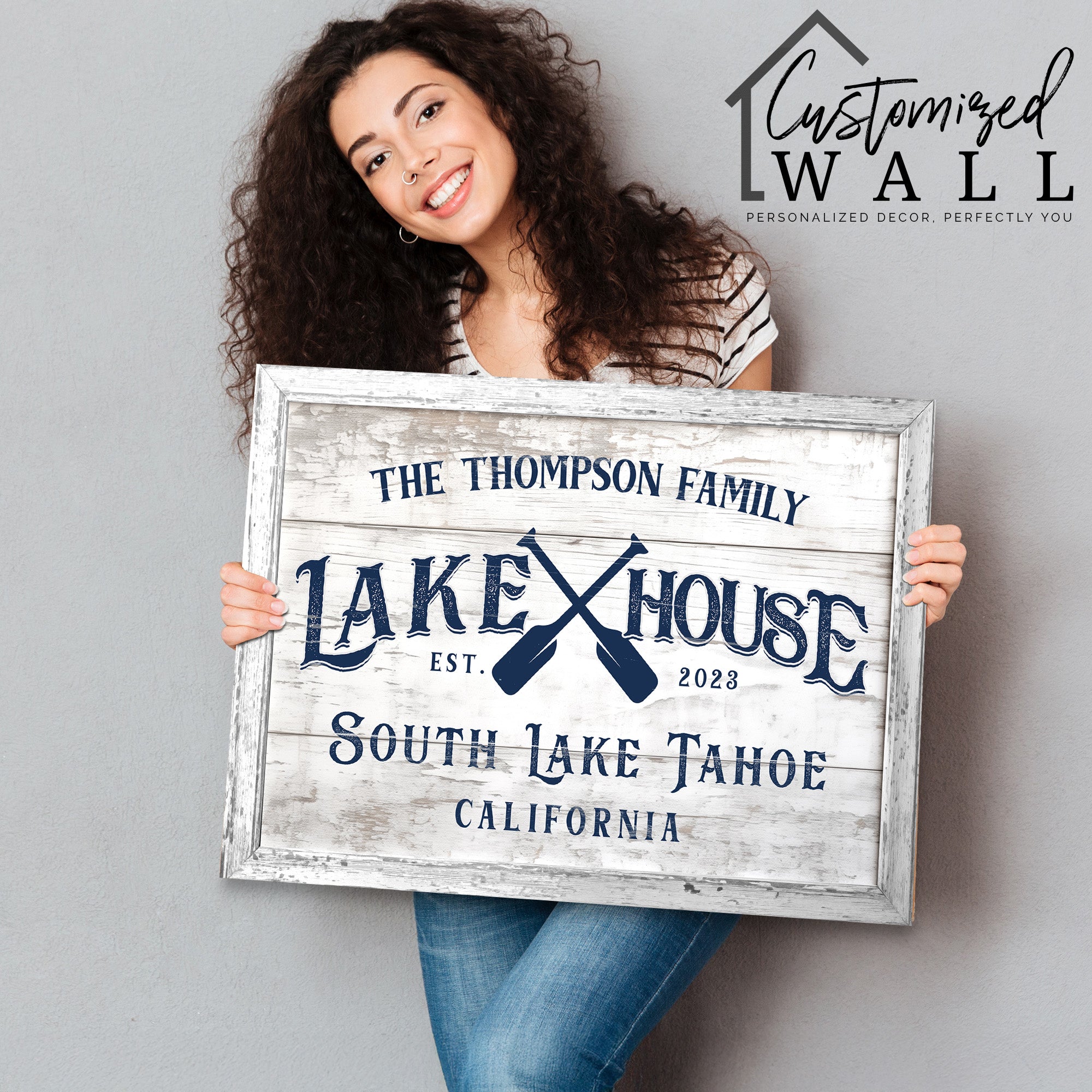 Personalized Lake House Canvas Sign – Custom Family Name and Location, Rustic Wall Décor for Vacation Homes and Special Occasions - Image 2