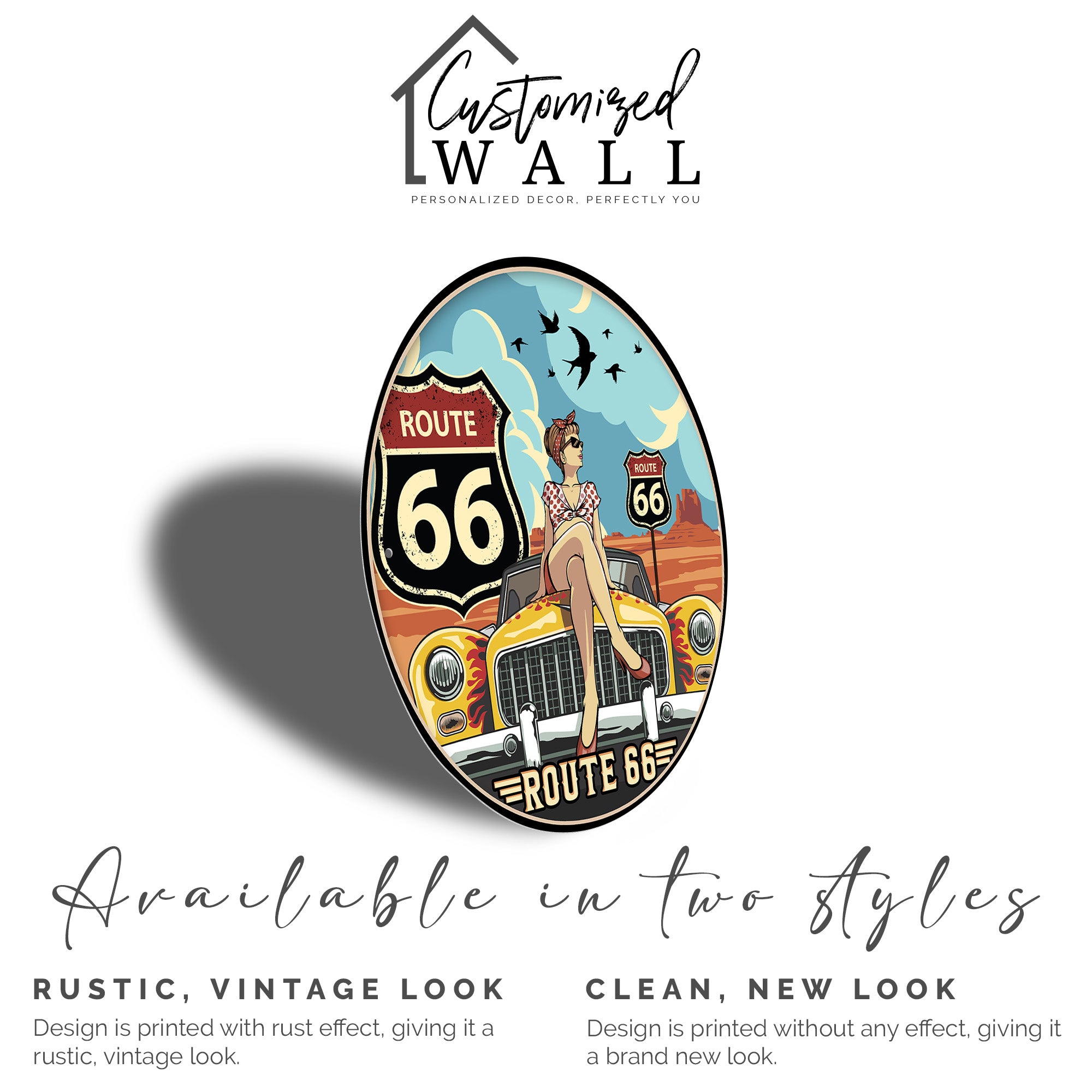 Personalized Route 66 Retro Metal Sign – Vintage Road Trip Decor for Home and Bar, Customizable Gift for Nostalgic Travelers - Image 2