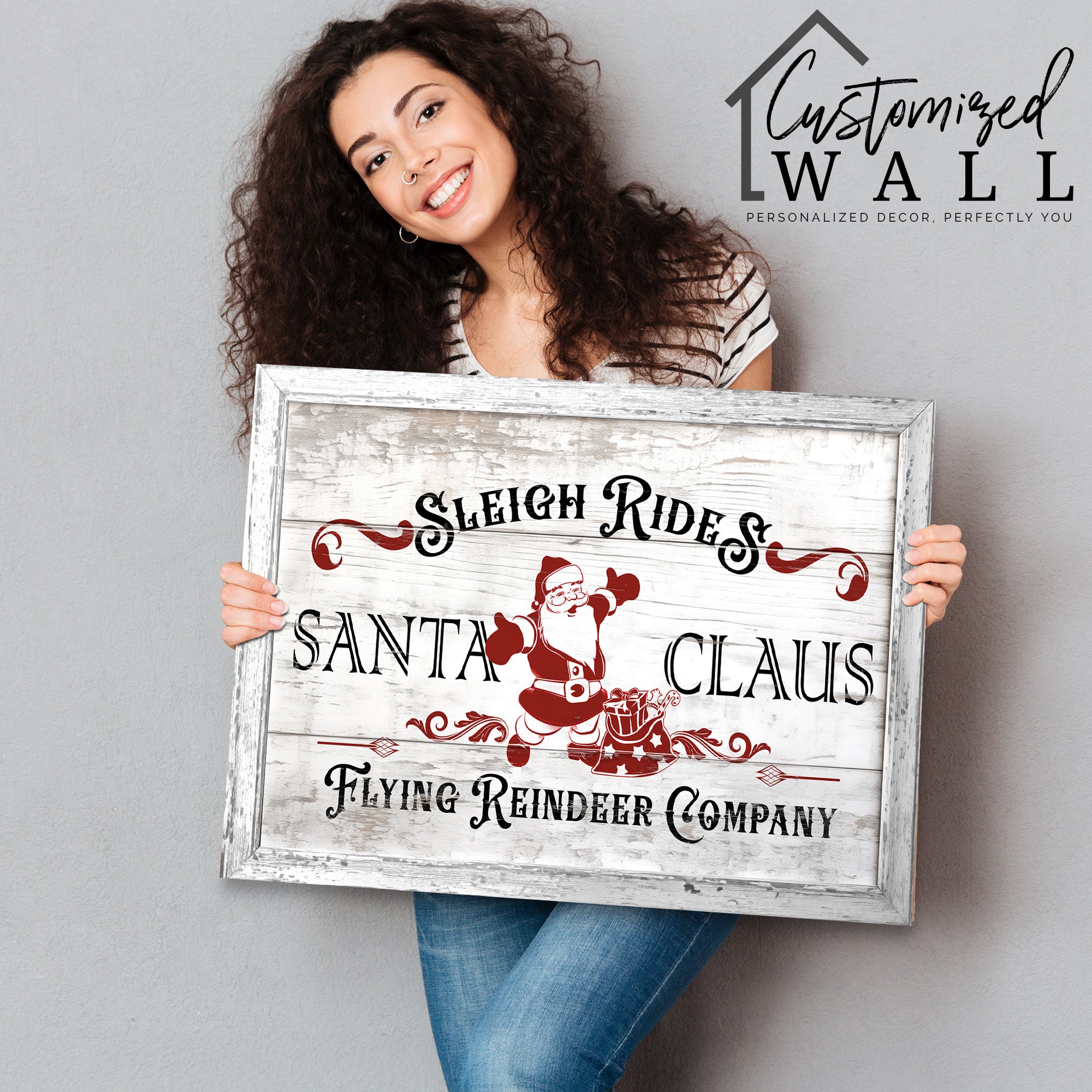 Personalized Santa Claus Sleigh Rides Canvas - Rustic Christmas Decor Wall Art - Perfect Handmade Gift for Holiday Enthusiasts - Image 2