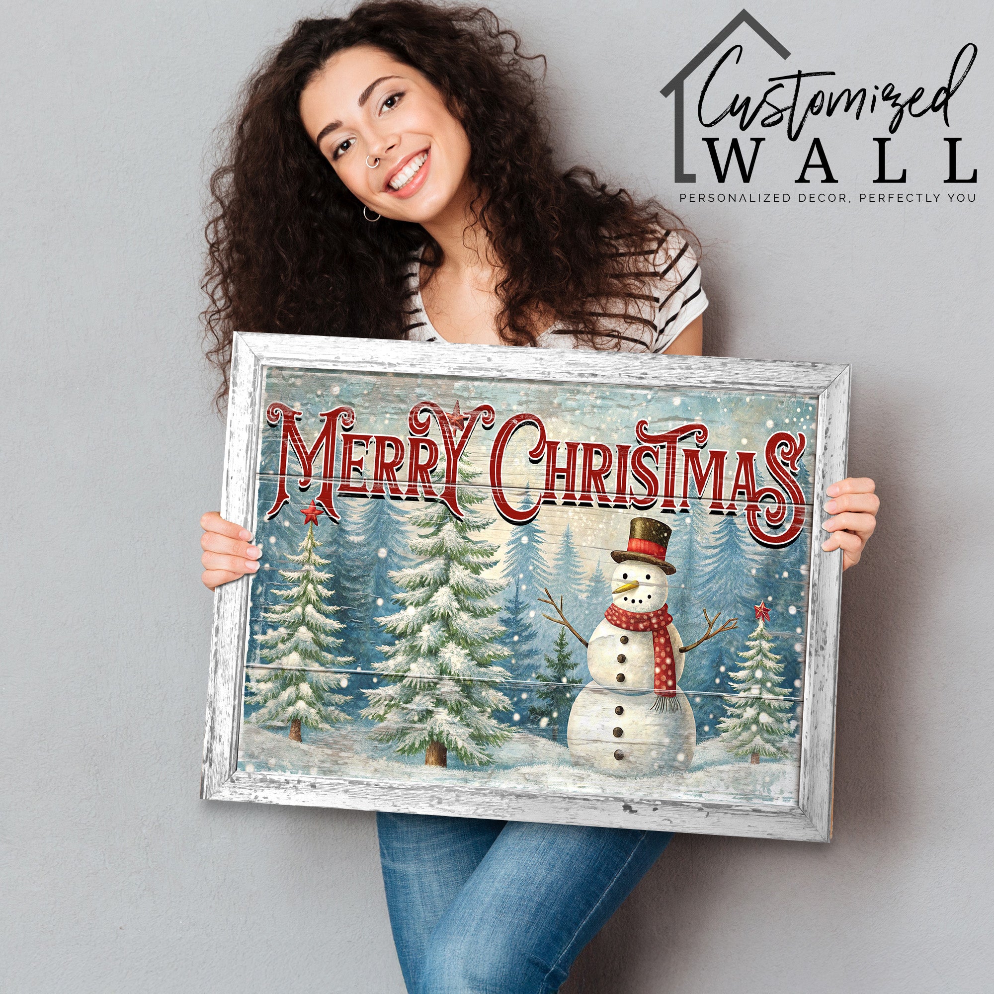 Personalized Merry Christmas Snowman Wrapped Canvas - Rustic Holiday Decor with Customizable Message and Premium Quality - Image 2