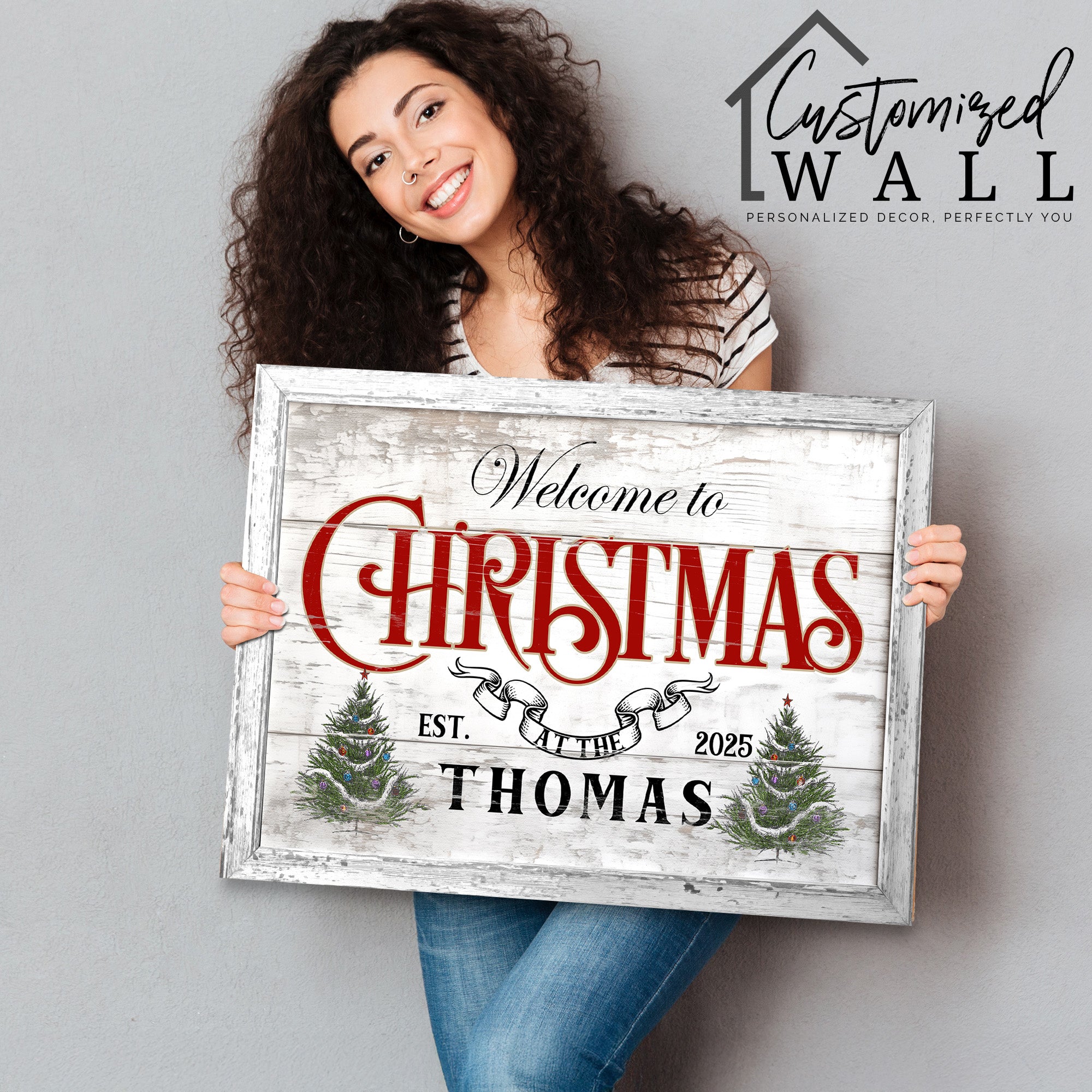 Personalized Christmas Welcome Canvas - Rustic Holiday Decor with Family Name and Established Year - Perfect Custom Gift - Image 2