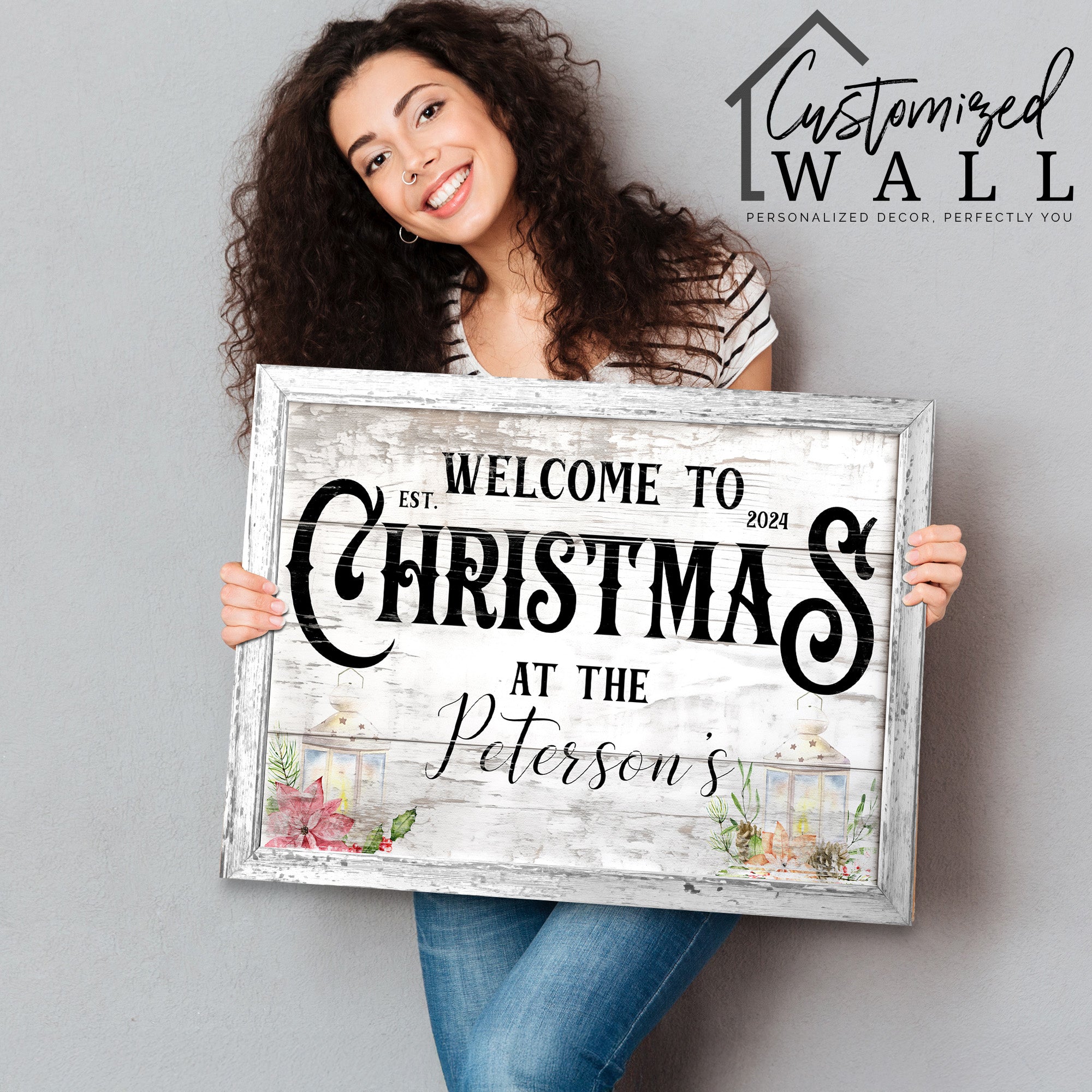 Personalized Rustic Christmas Canvas Sign for Family Holiday Decor – Customizable Name, Year, and Festive Design - Image 2