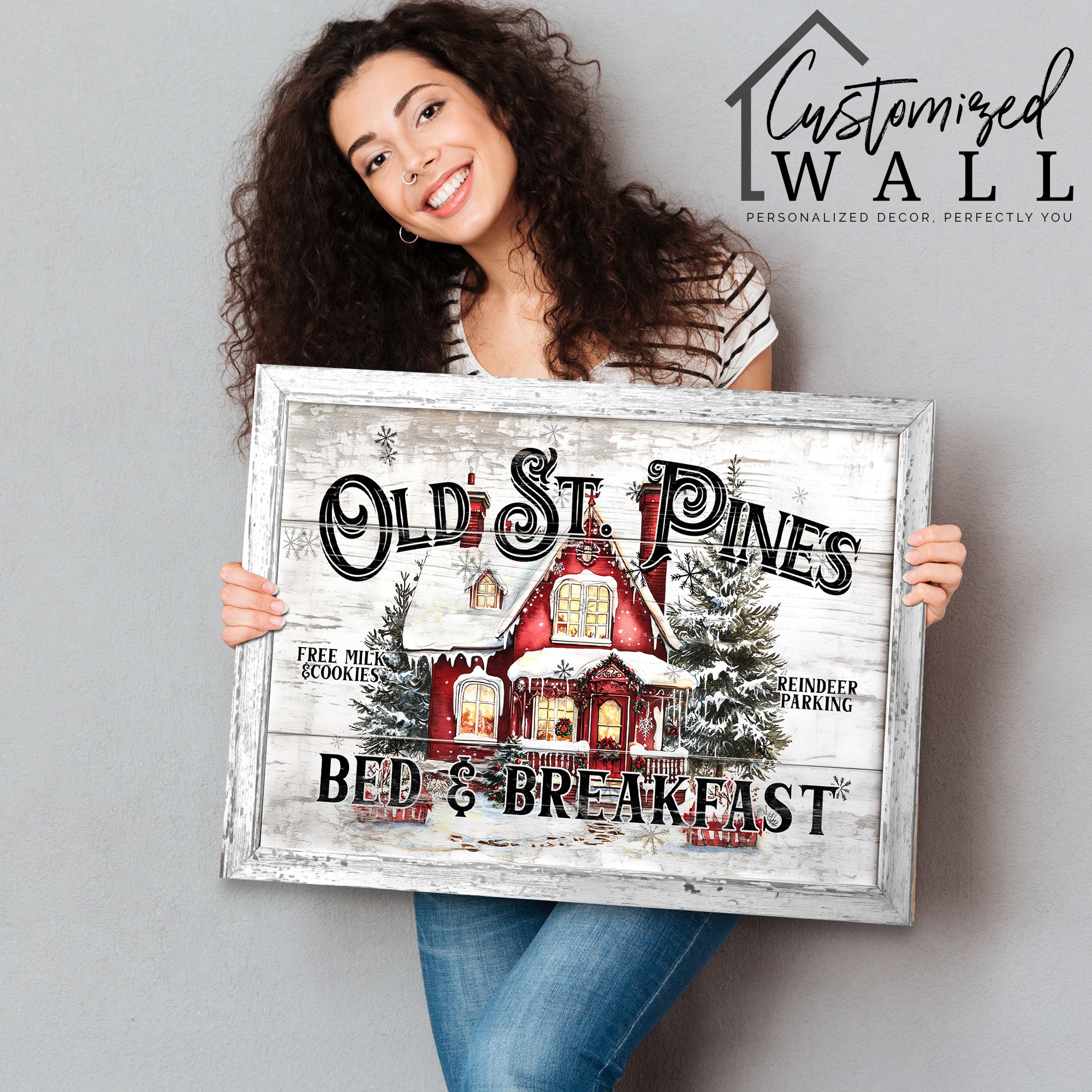 Personalized Holiday Wrapped Canvas Art - Old St. Pines Bed & Breakfast - Rustic Christmas Decor with Custom Options for Home or Gift - Image 2