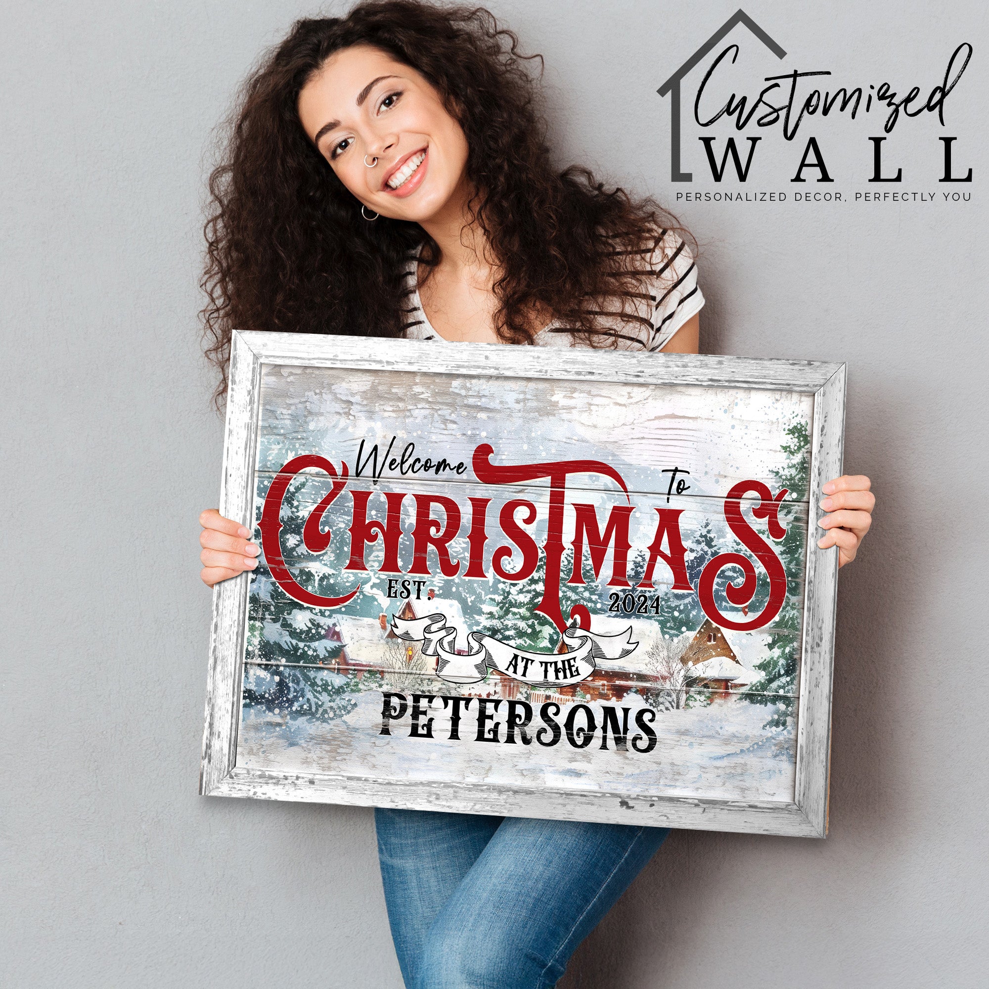 Personalized Christmas Welcome Framed Canvas Sign - Custom Family Name & Year - Festive Holiday Decor for Home & Gifting - Image 2