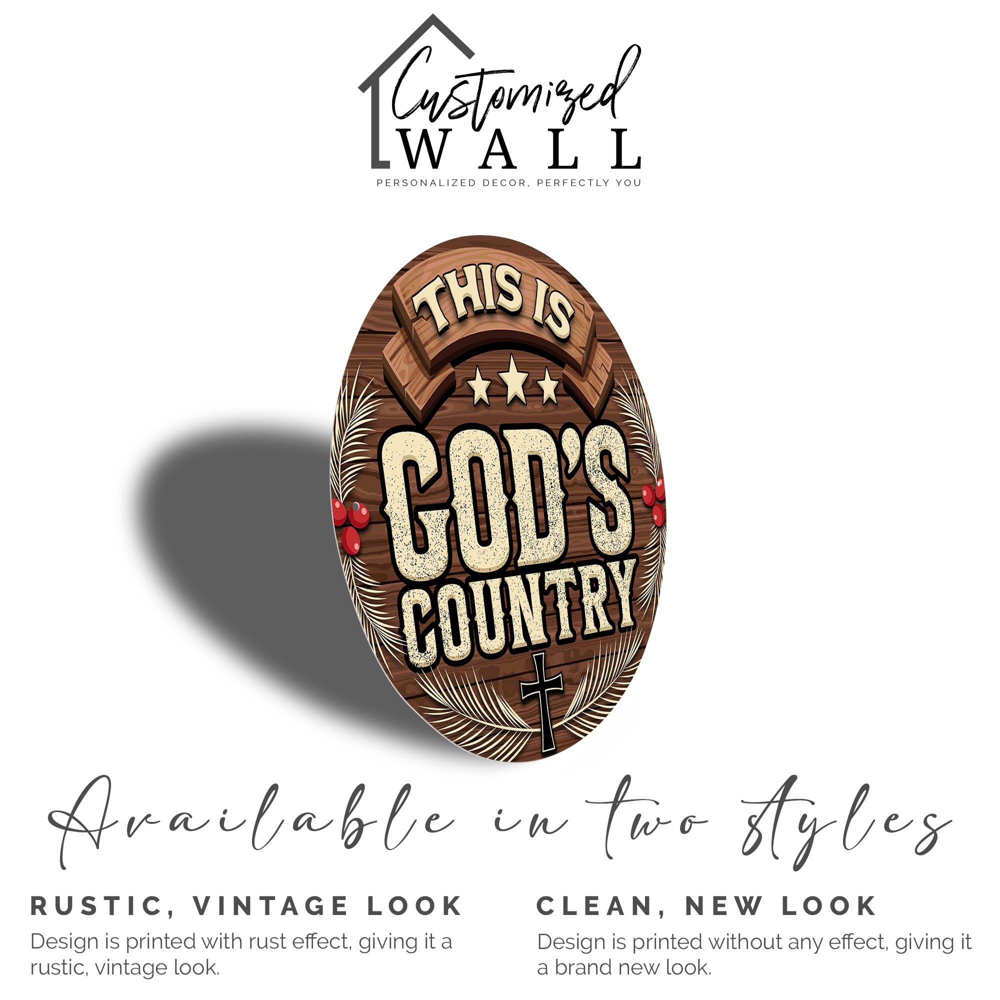 Personalized "God's Country" Round Metal Sign - Rustic Christian Decor for Home, Perfect Custom Gift for Loved Ones - Image 2