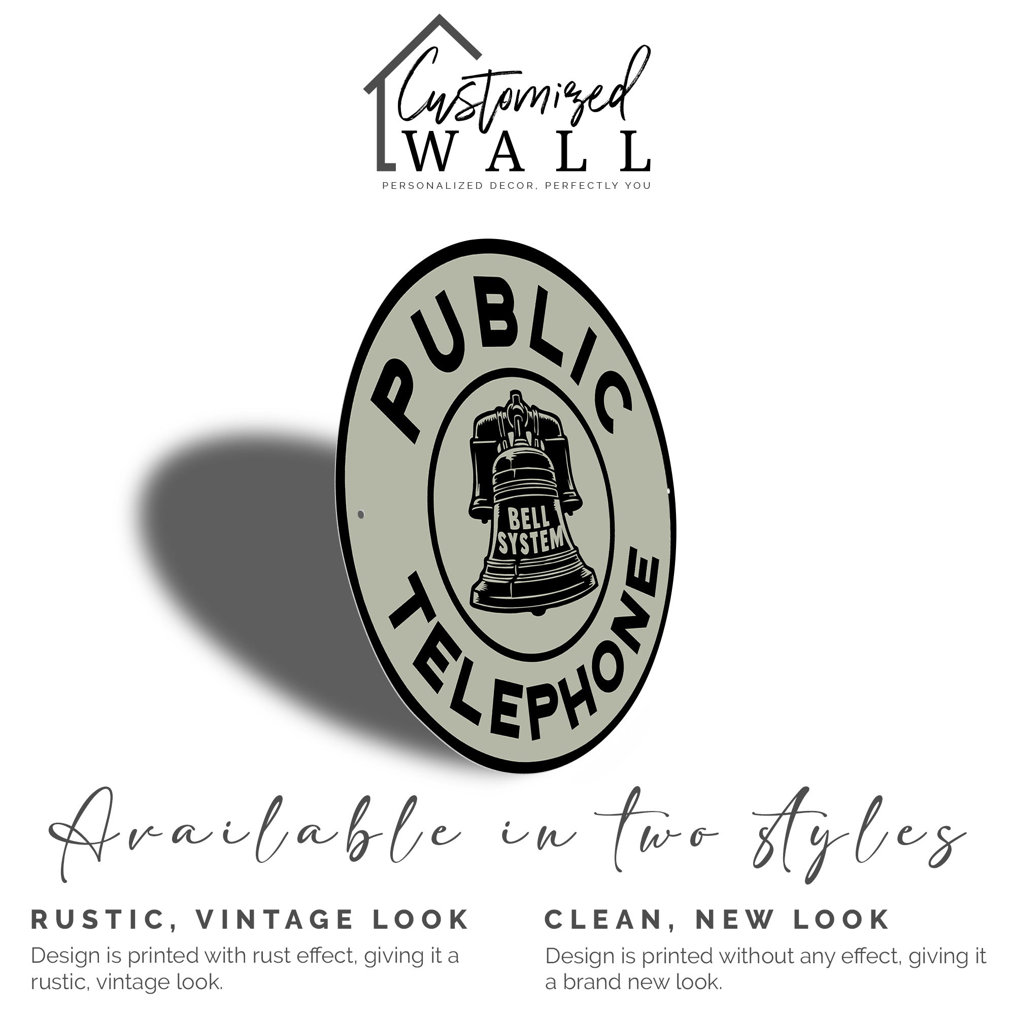 Personalized Vintage Bell System Metal Sign - Customizable Retro Public Telephone Decor for Gift-Giving Occasions - Image 2