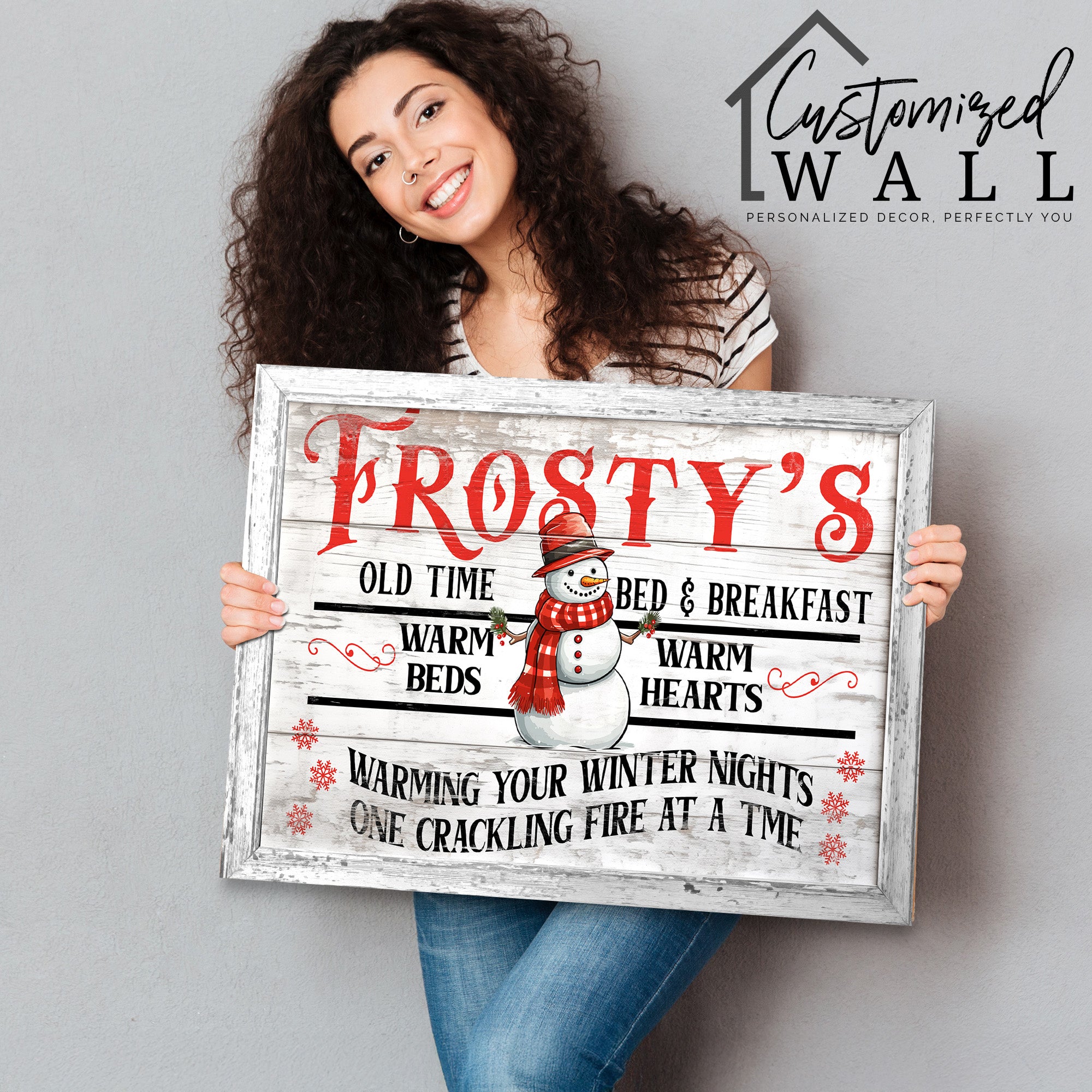 Personalized "Frosty's Old Time Bed & Breakfast" Wrapped Canvas - Custom Winter Home Decor Gift for Warm Hearts and Cozy Nights - Image 2