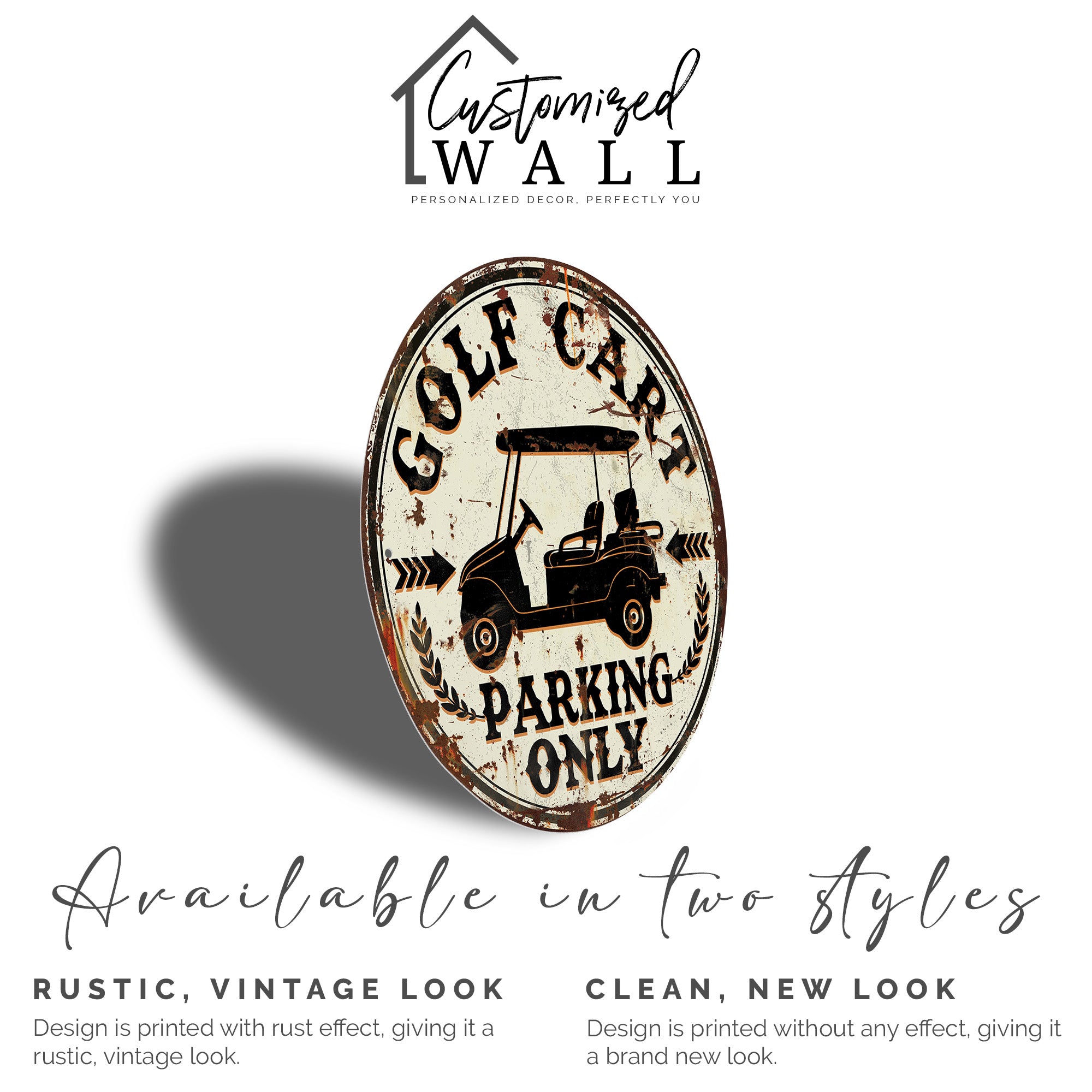 Personalized Vintage-Style Metal Sign for Golf Cart Lovers – Customizable Parking Only Plaque - Image 2
