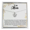 Mom necklace, mommom gift, sterling silver pendant necklace with personalized message card and spa gift box; gift from son on mother's day