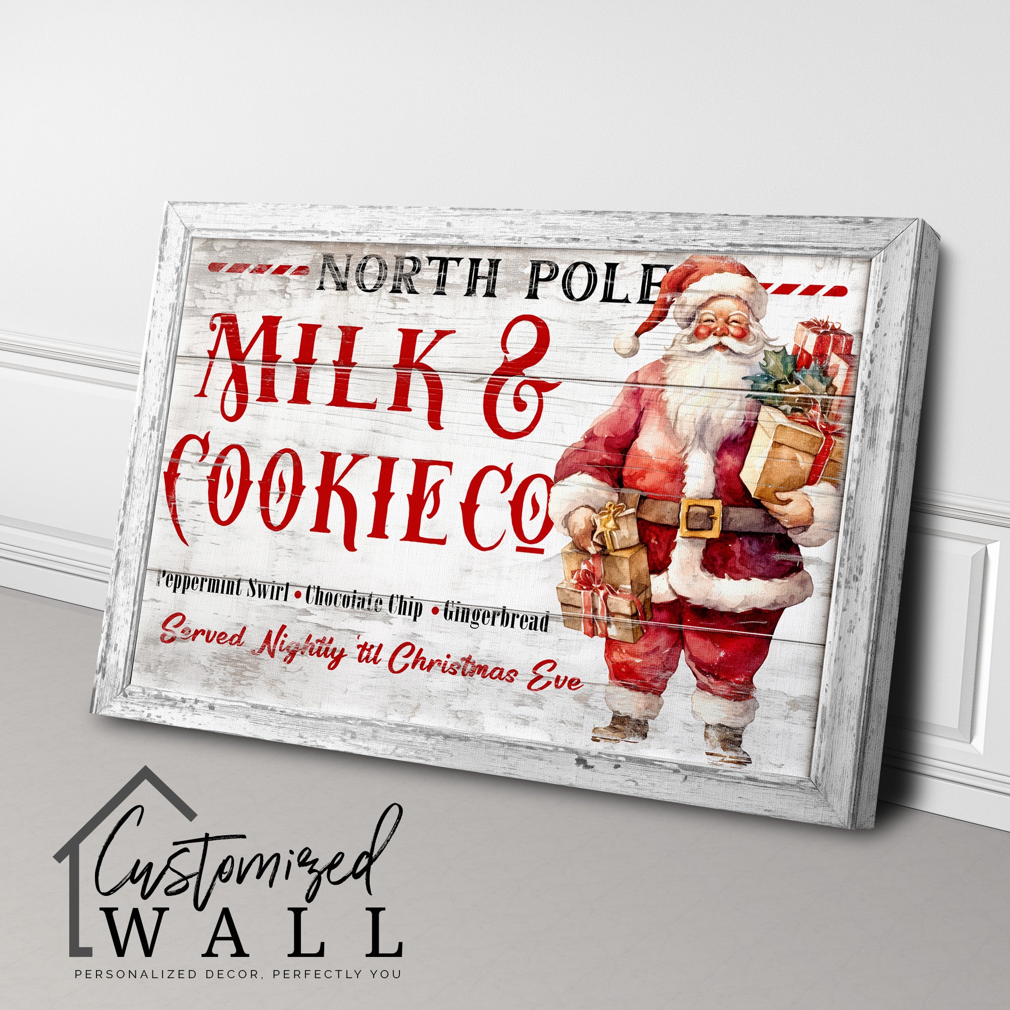 Personalize Your Christmas with Custom North Pole Milk & Cookie Co Wrapped Canvas - Ideal Holiday Gift - Image 3