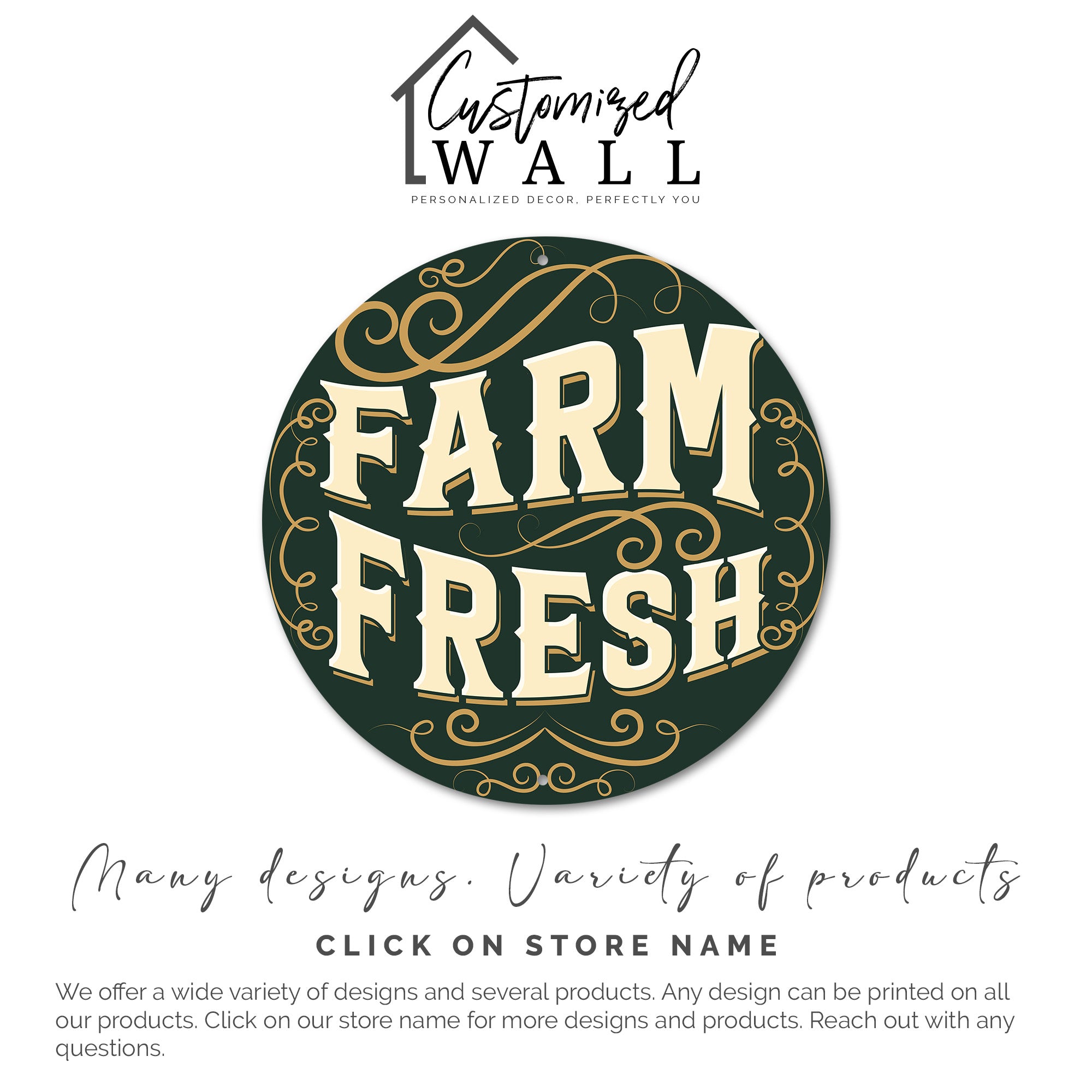 Personalized Farm Fresh Metal Sign - Custom Handmade Round Wall Decor for Home & Gift-Giving - Image 3